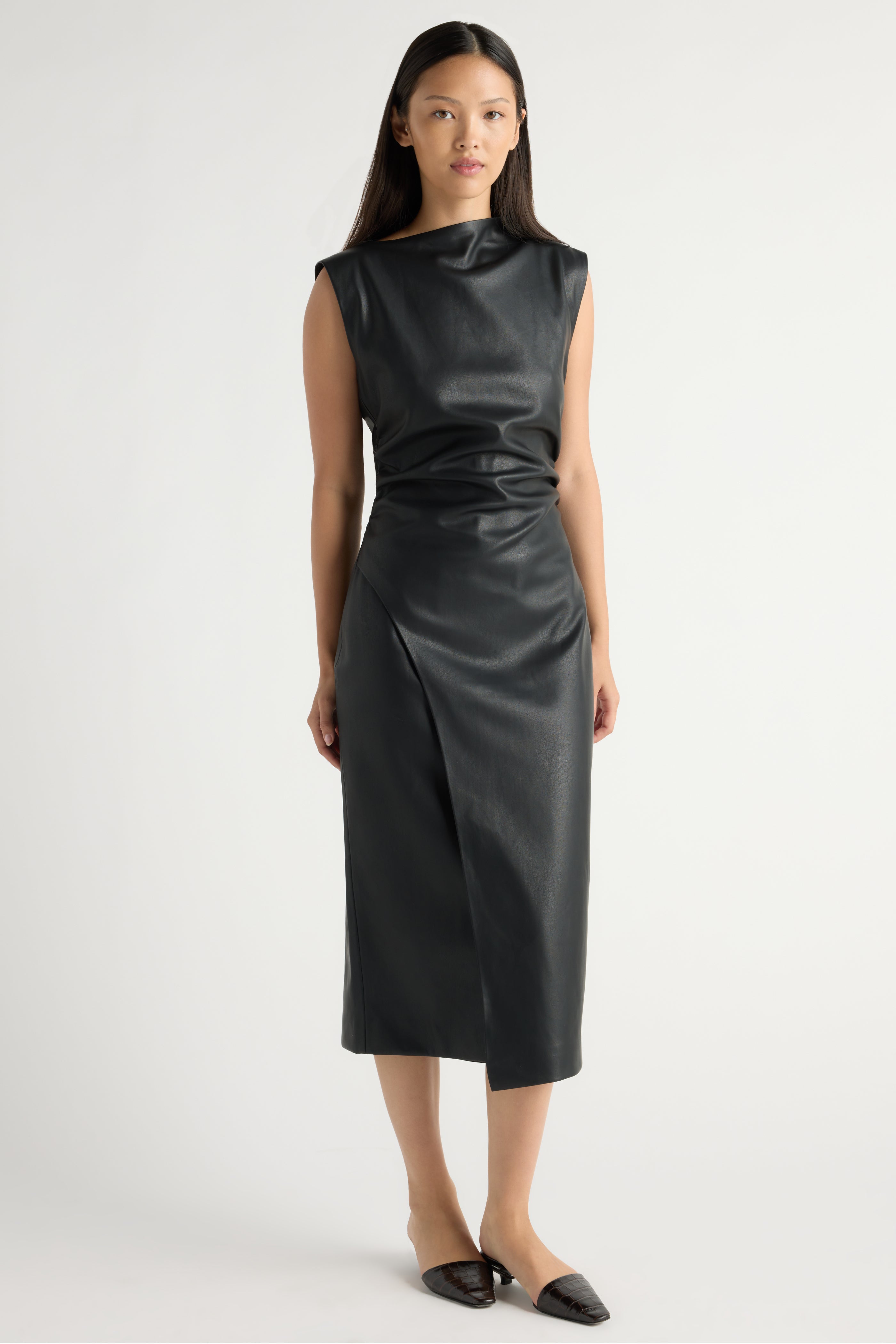 leather wrap dress Channing Vegan stylet4_similar-style-wrap-dress-in-green Wildy Boho Casual Tropical cinching tie come together Size:3 (Pre-Order - Ships Late November)