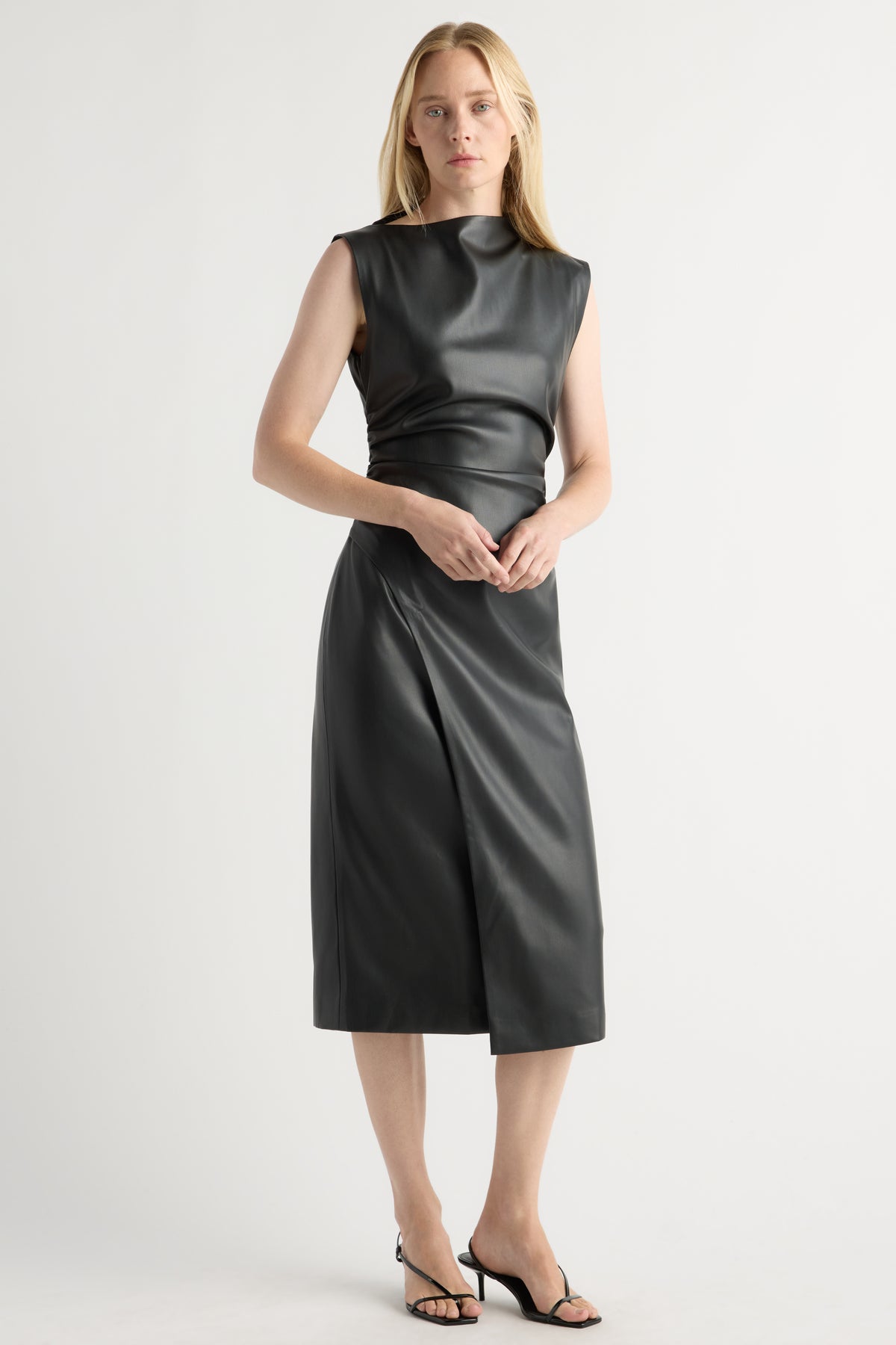 black leather cocktail dress Channing Vegan halloween crown
