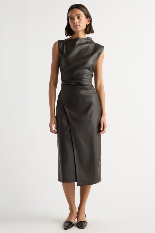 white draped jersey dress Knit Dresses VendorItem#:DR35292YV3400 main image 0