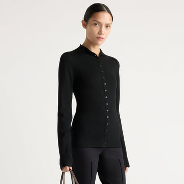 Charlotte | Charlene Wool Button Mock-Neck Sweater in Size Small