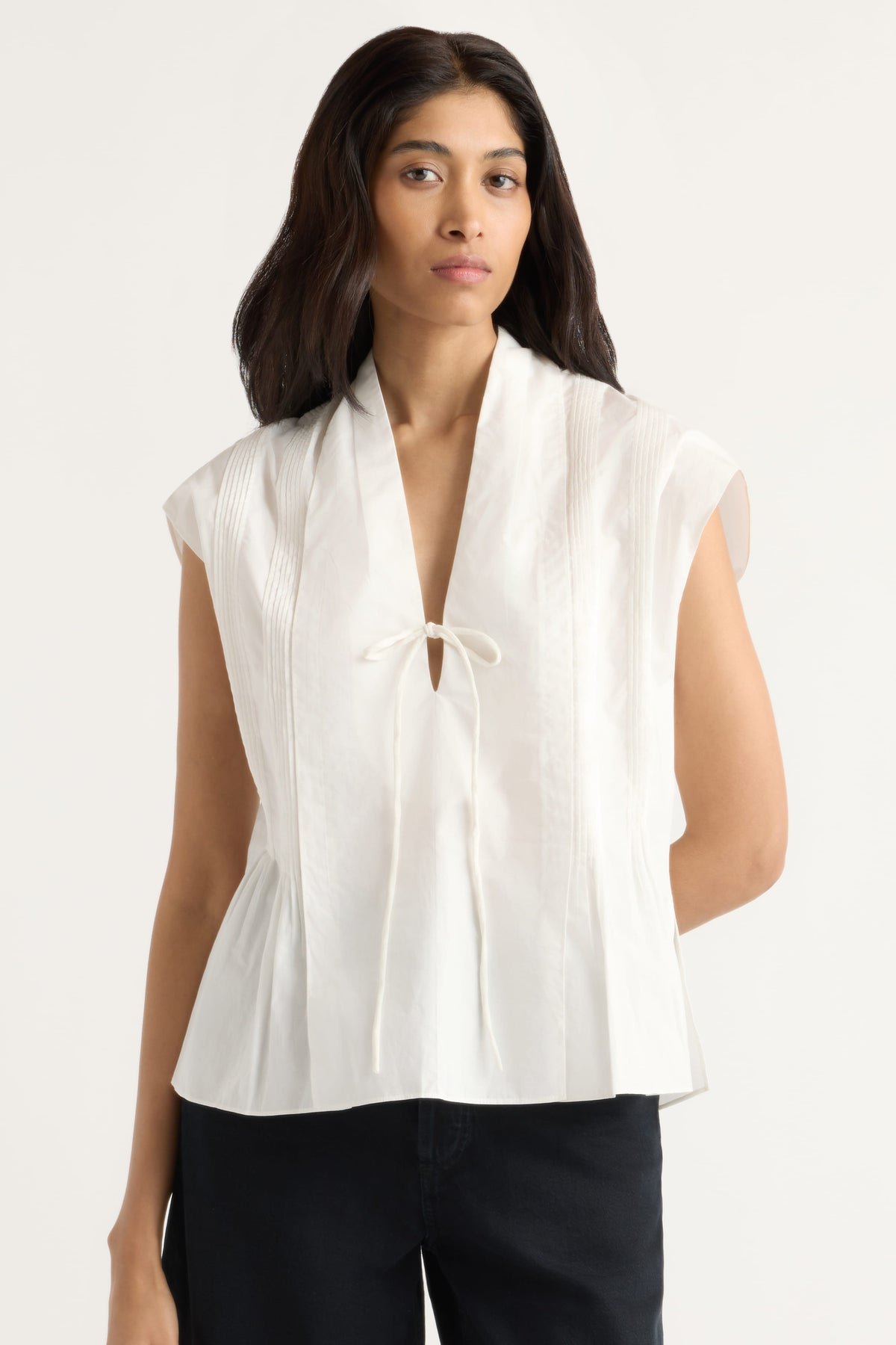 Claudine Pintuck-Pleated Blouse