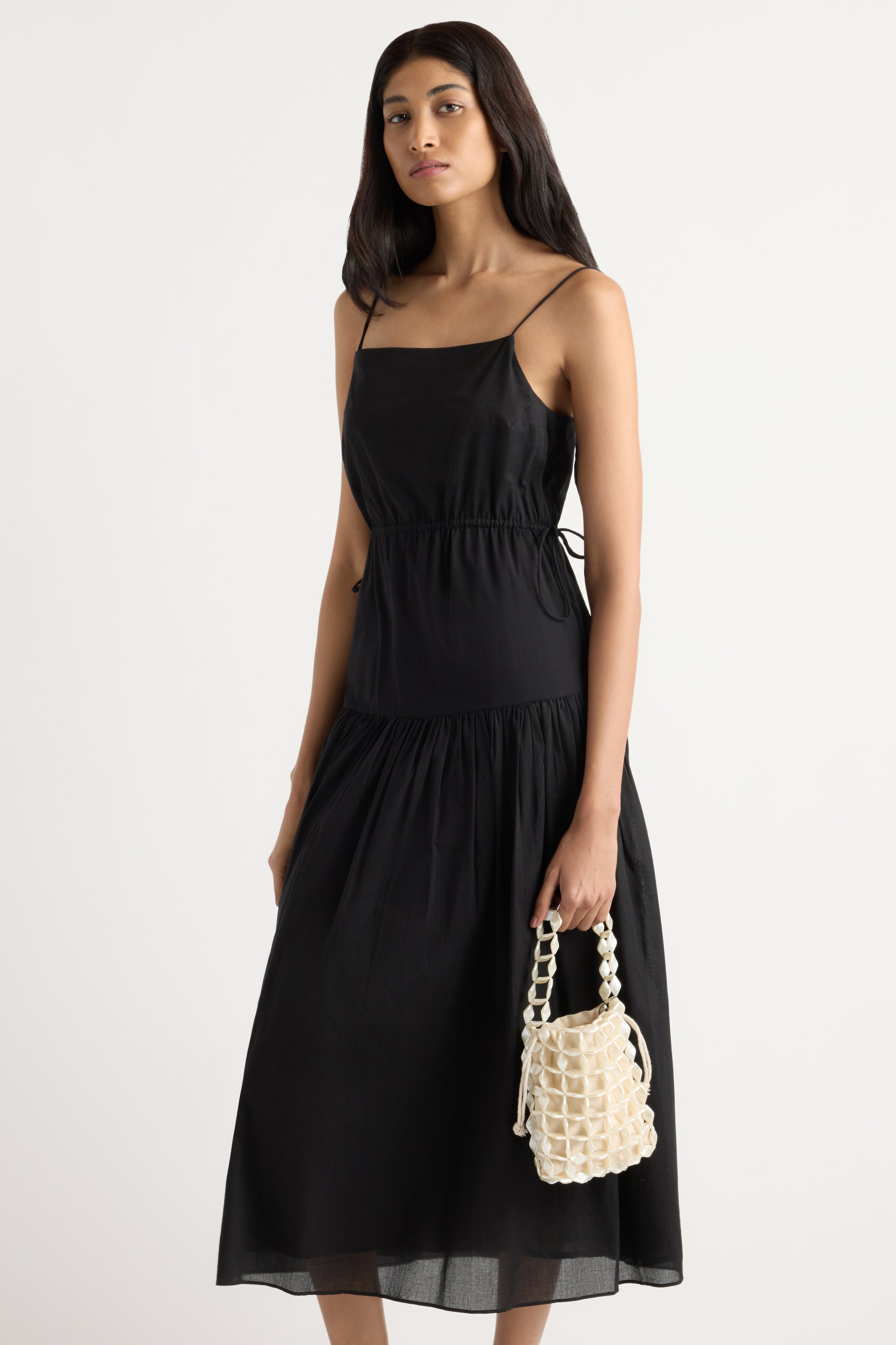Dalia Tie-Waist Tiered Organic Cotton Dress