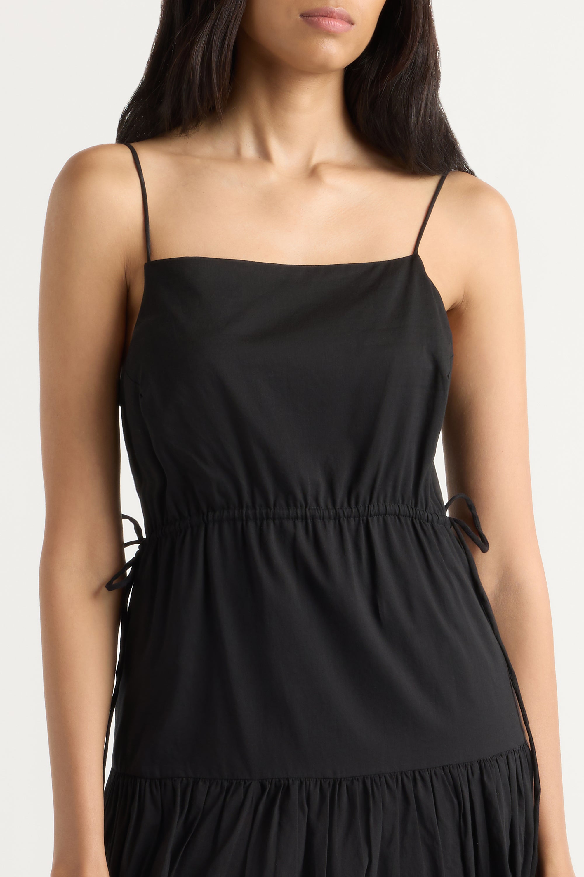Dalia Tie-Waist Tiered Organic Cotton Dress