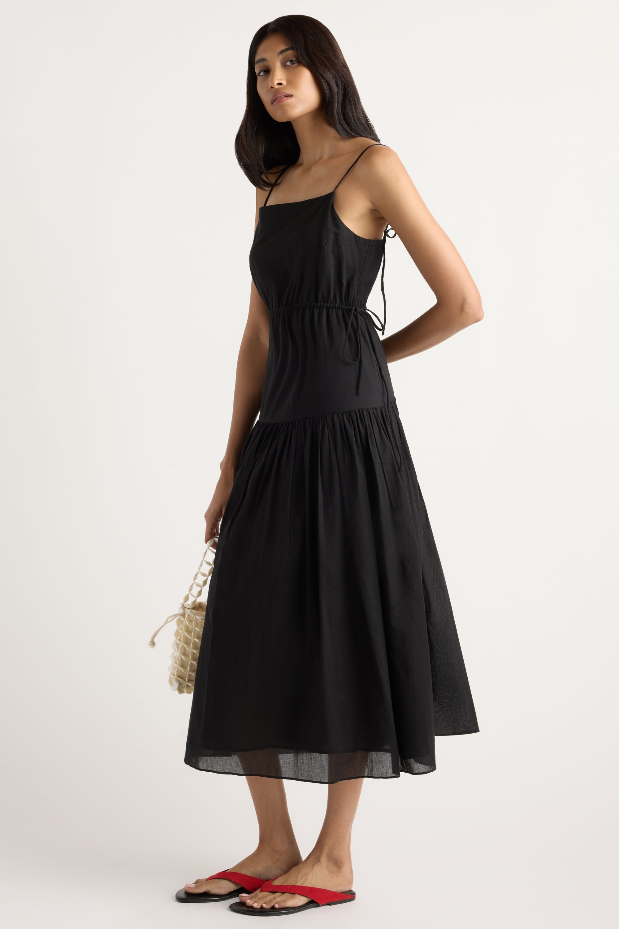 Dalia Tie-Waist Tiered Organic Cotton Dress