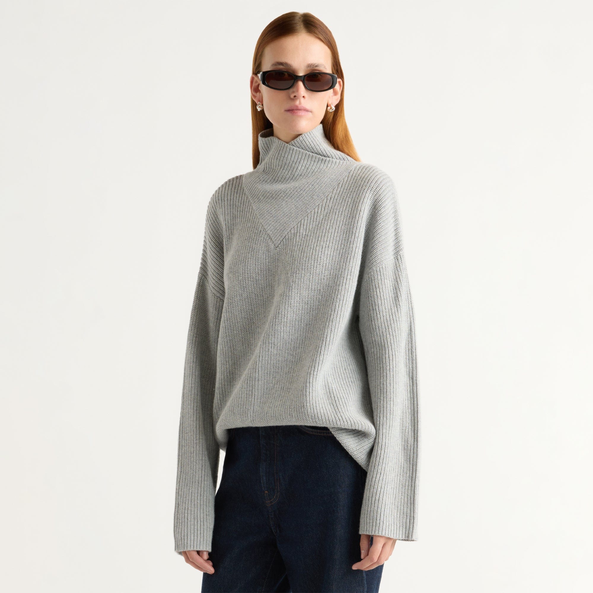 Daria Wrap-Neck Organic Cotton-Wool Sweater