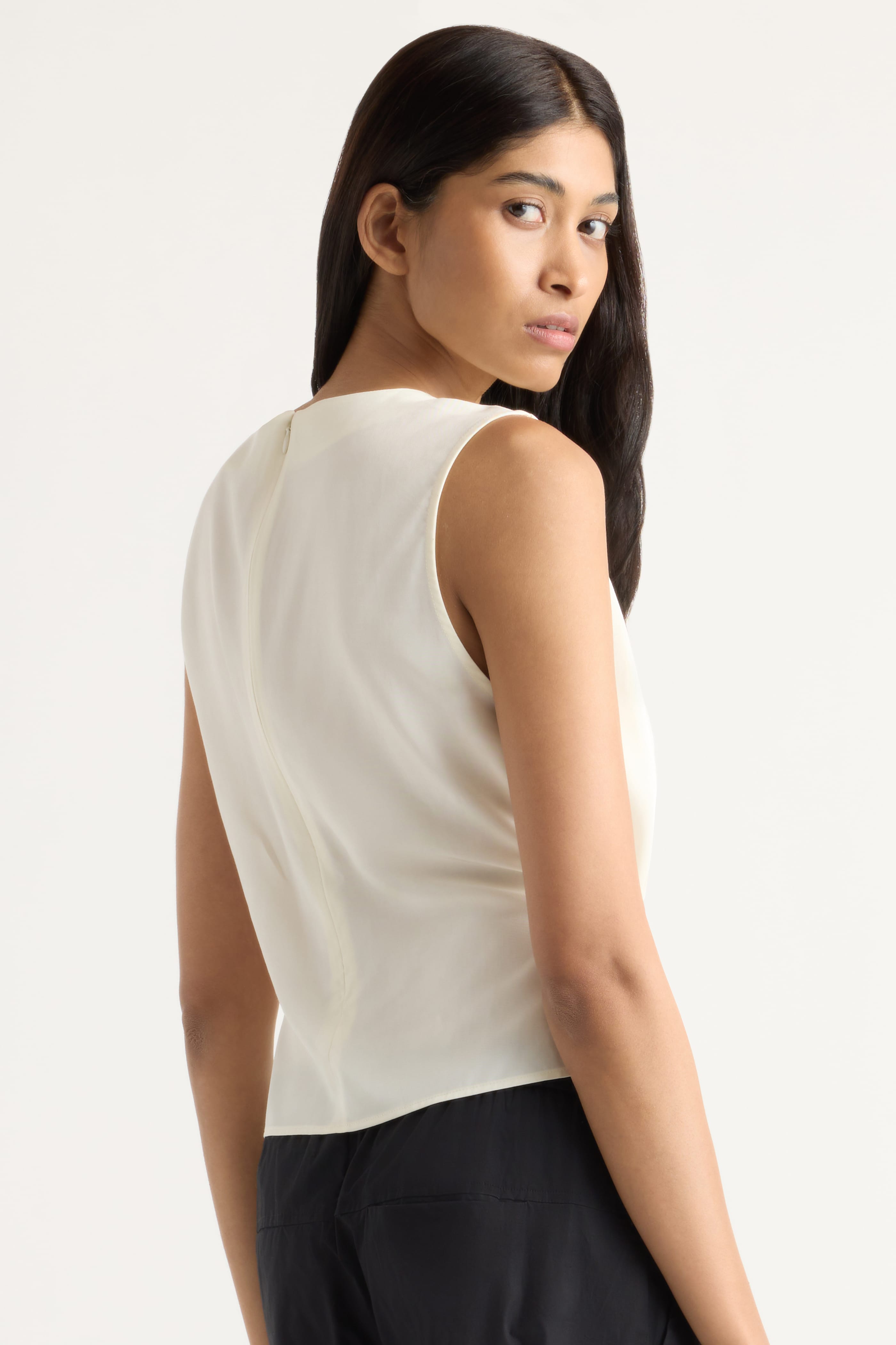 Dion Tencel Cowl-Neck Wrap Blouse