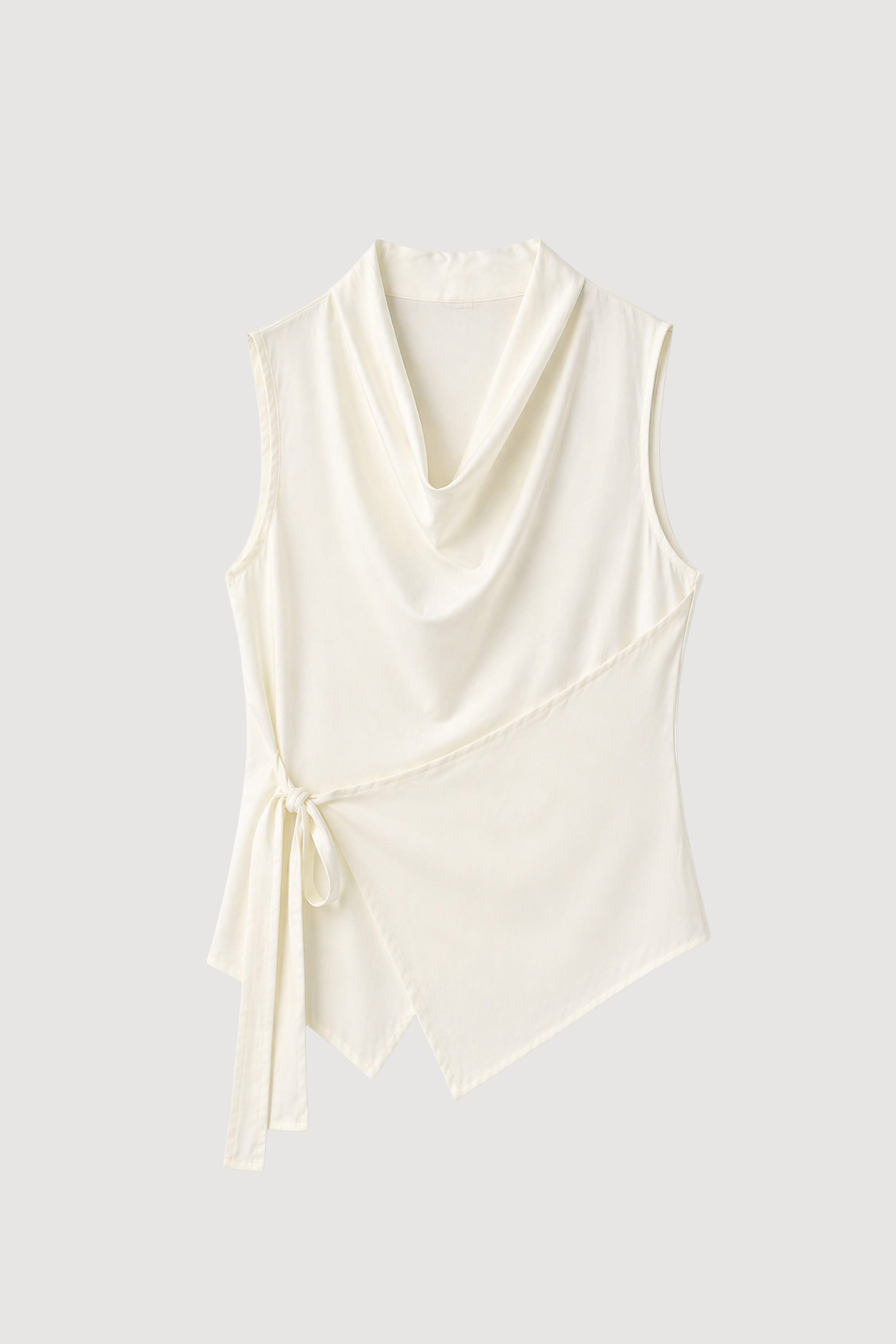 Dion Tencel Cowl-Neck Wrap Blouse