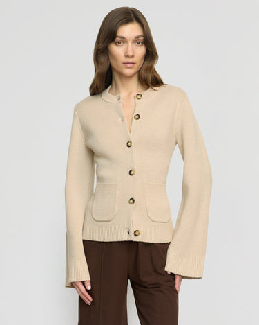 Renée | Eames Cotton-Wool Button Cardigan in Size Extra Small
