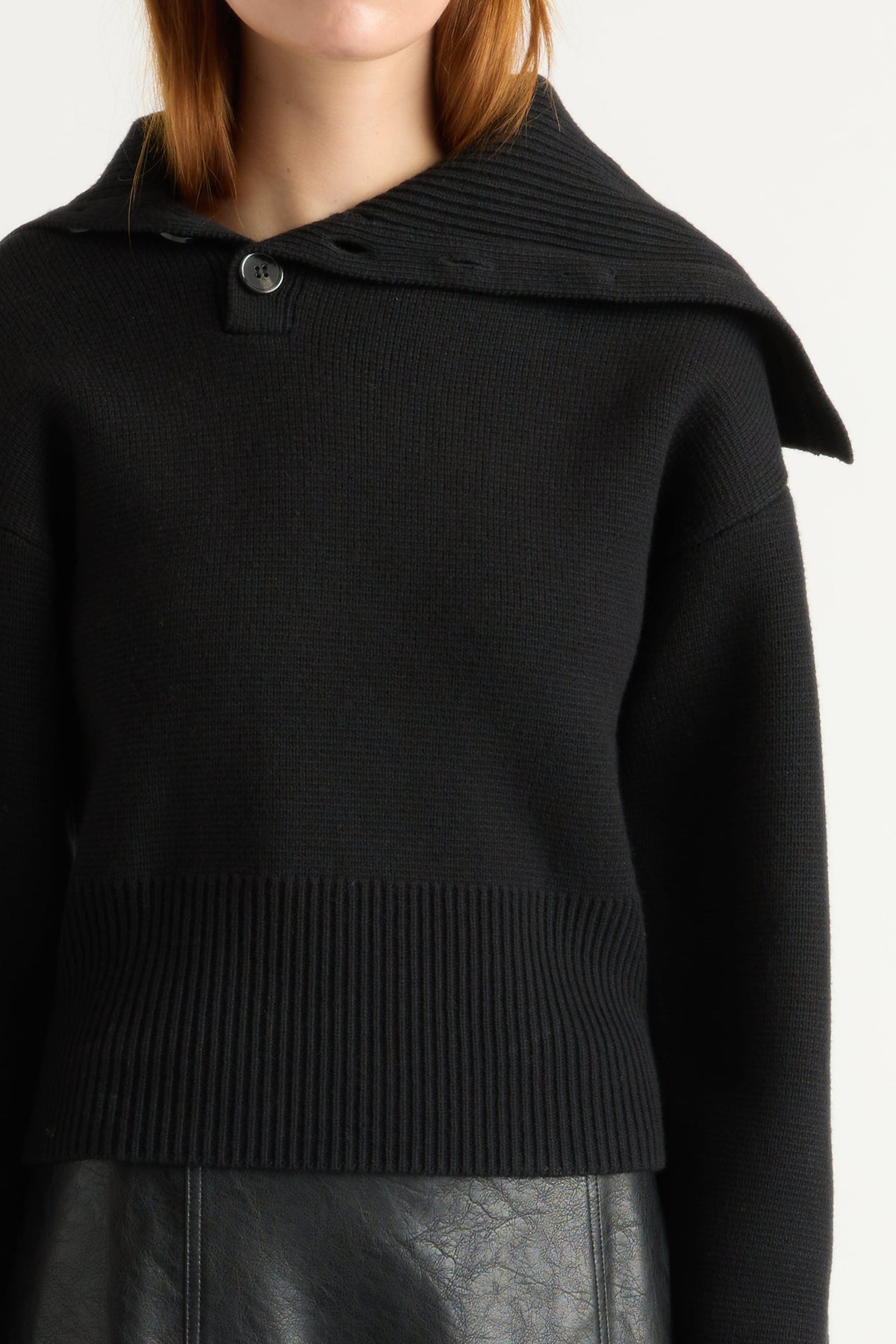 Elijah Foldover Button-Collar Sweater