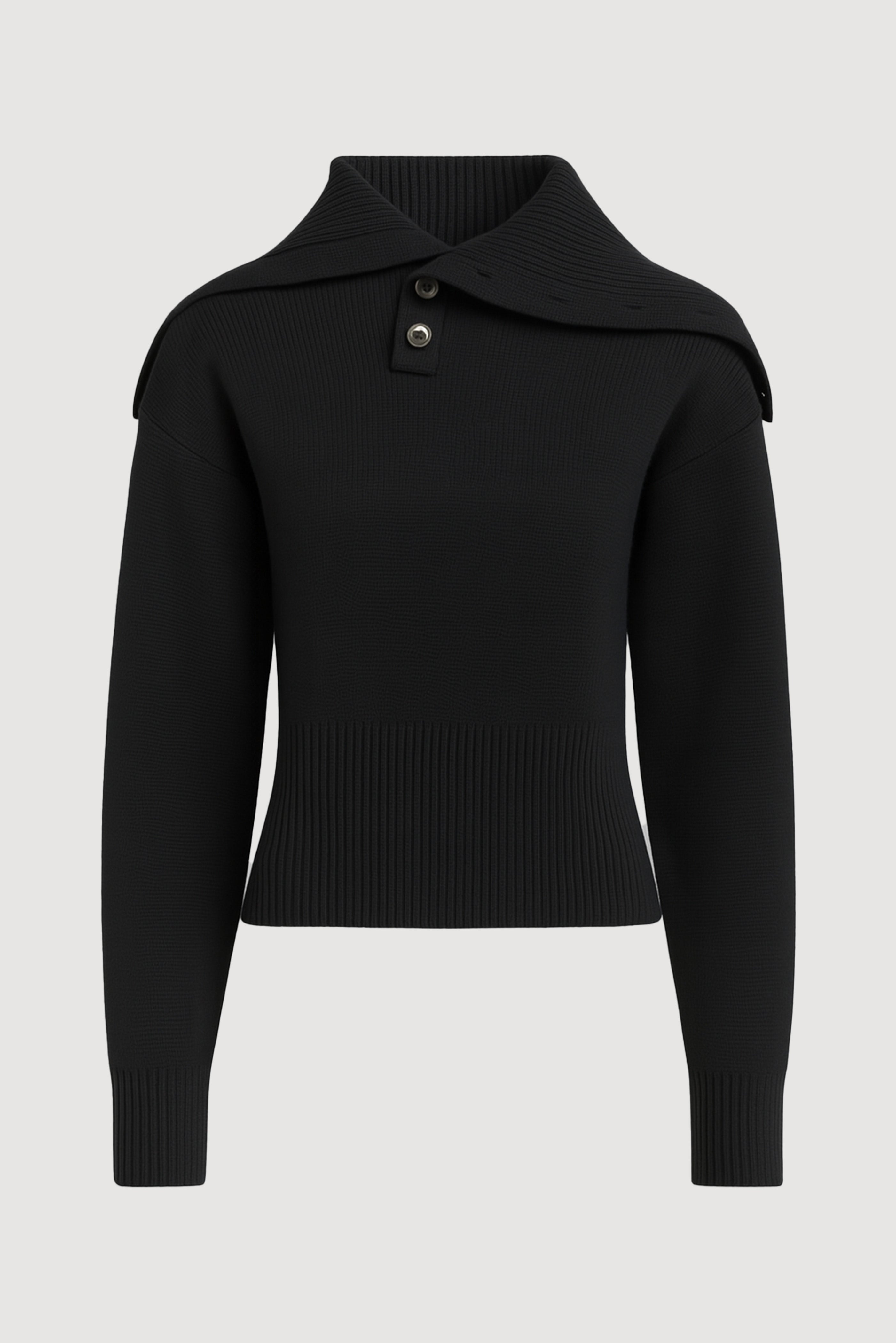 Elijah Foldover Button-Collar Sweater