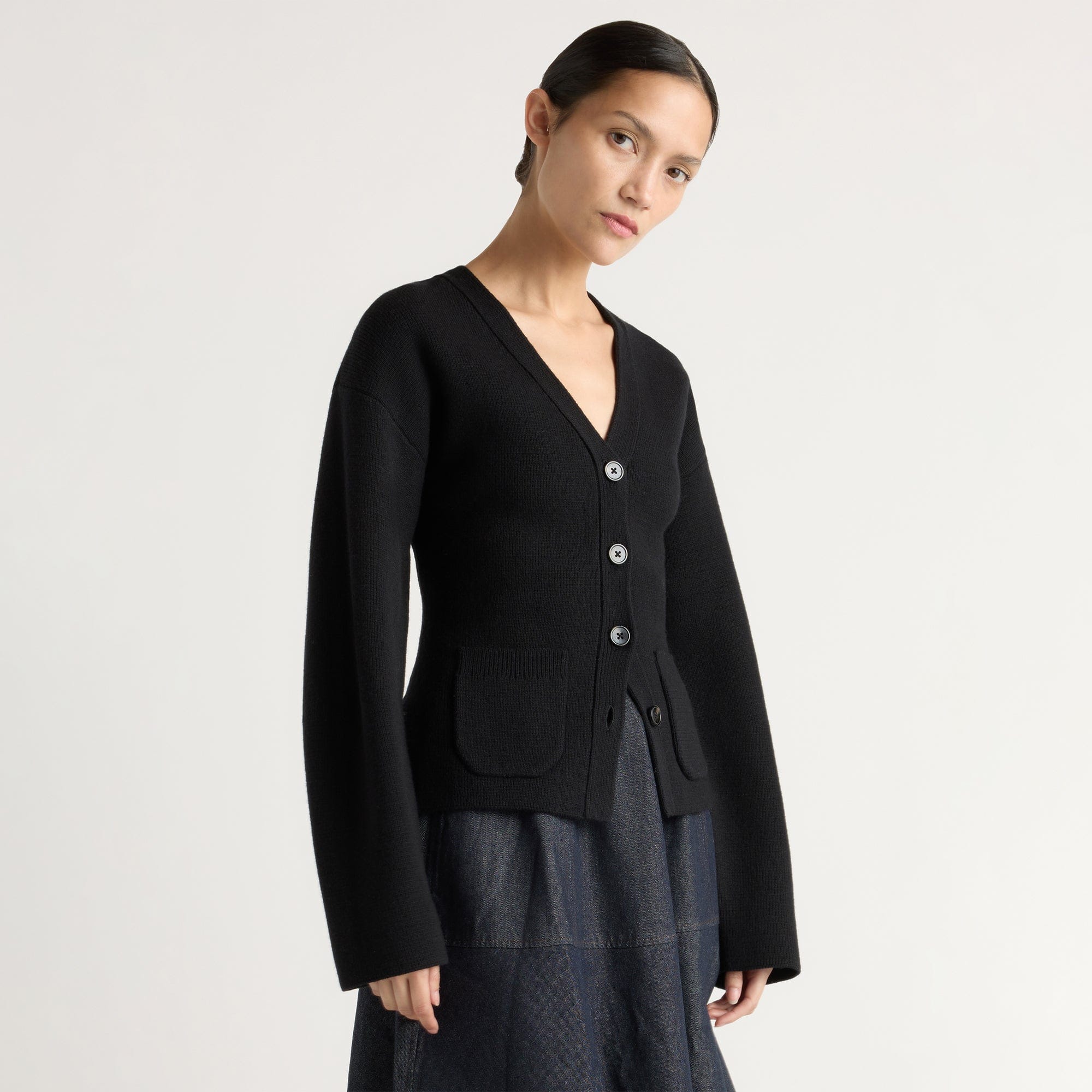 Elinor Organic Cotton-Wool V-Neck Cardigan