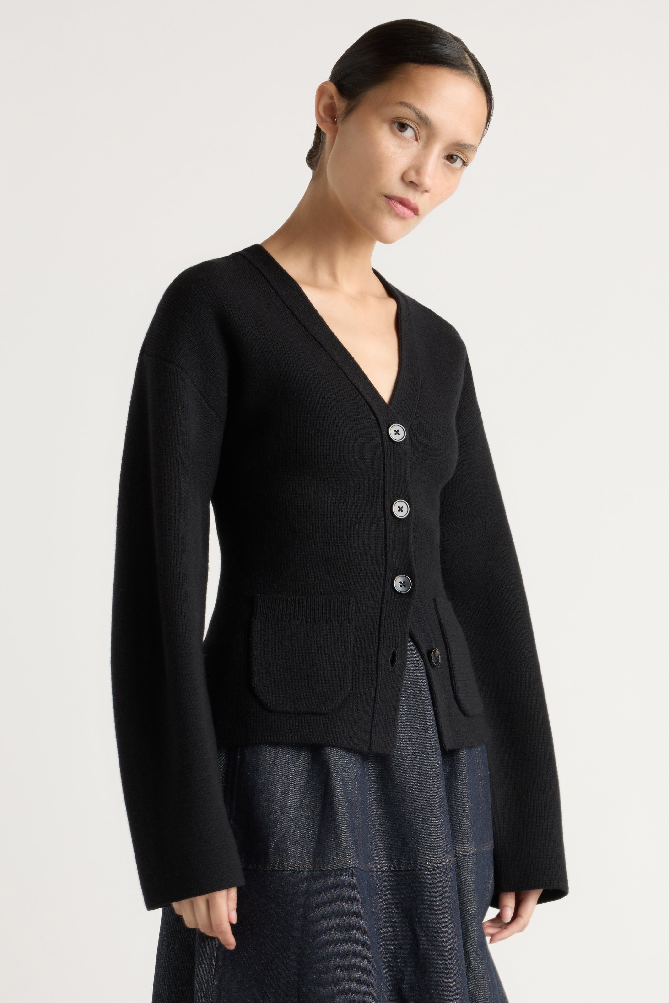 Elinor Organic Cotton-Wool V-Neck Cardigan