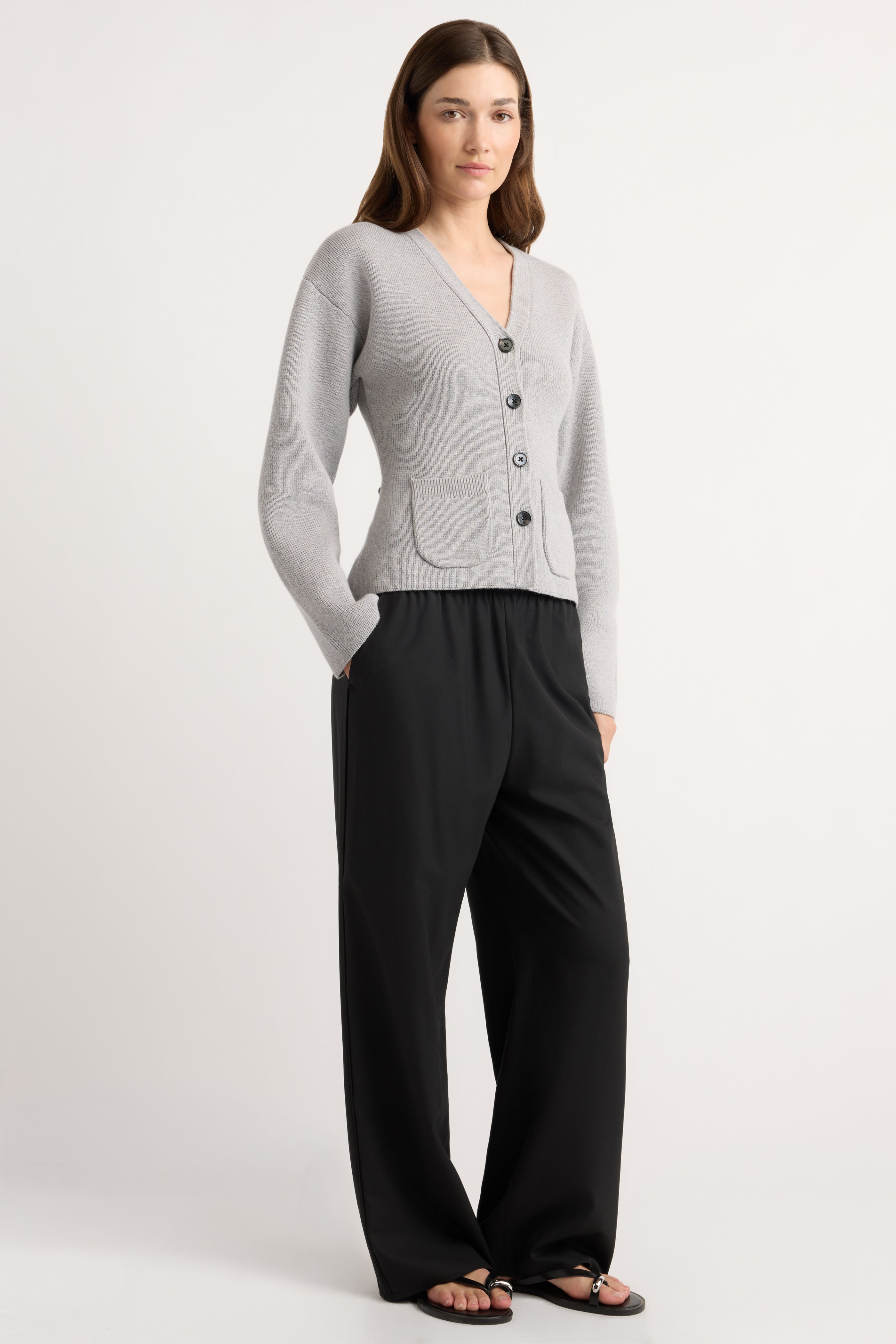 Elinor Organic Cotton-Wool V-Neck Cardigan