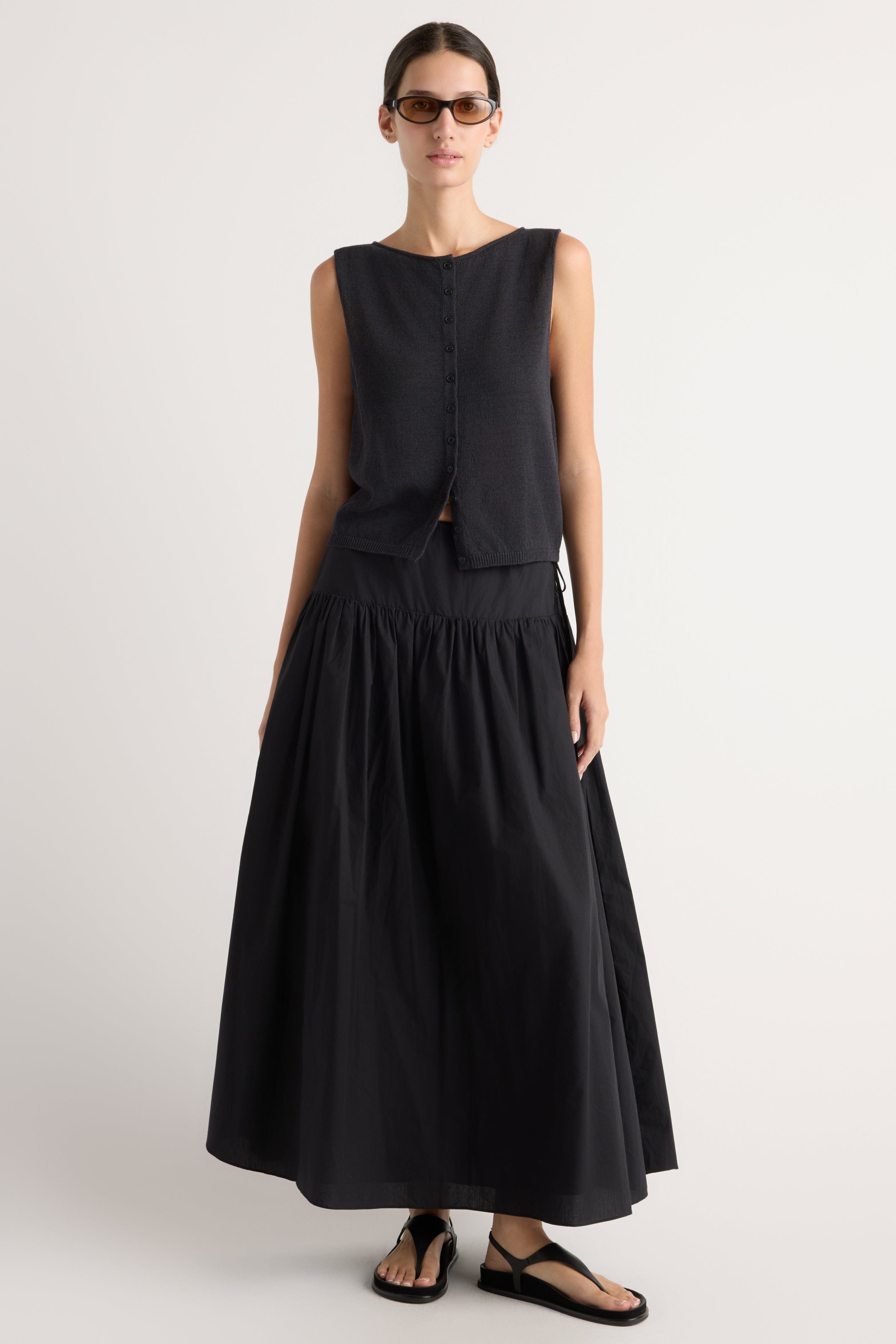Elith Cotton-Linen Button Knit Vest