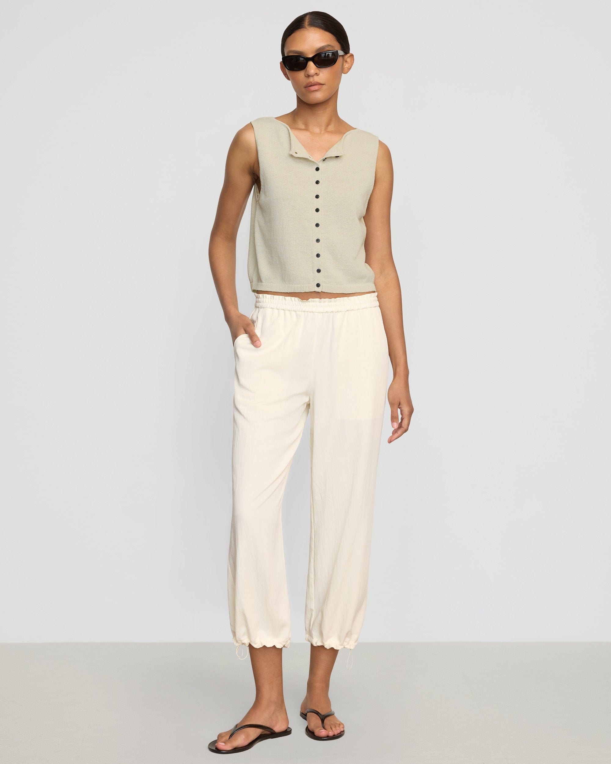 Elith Cotton-Linen Button Knit Vest