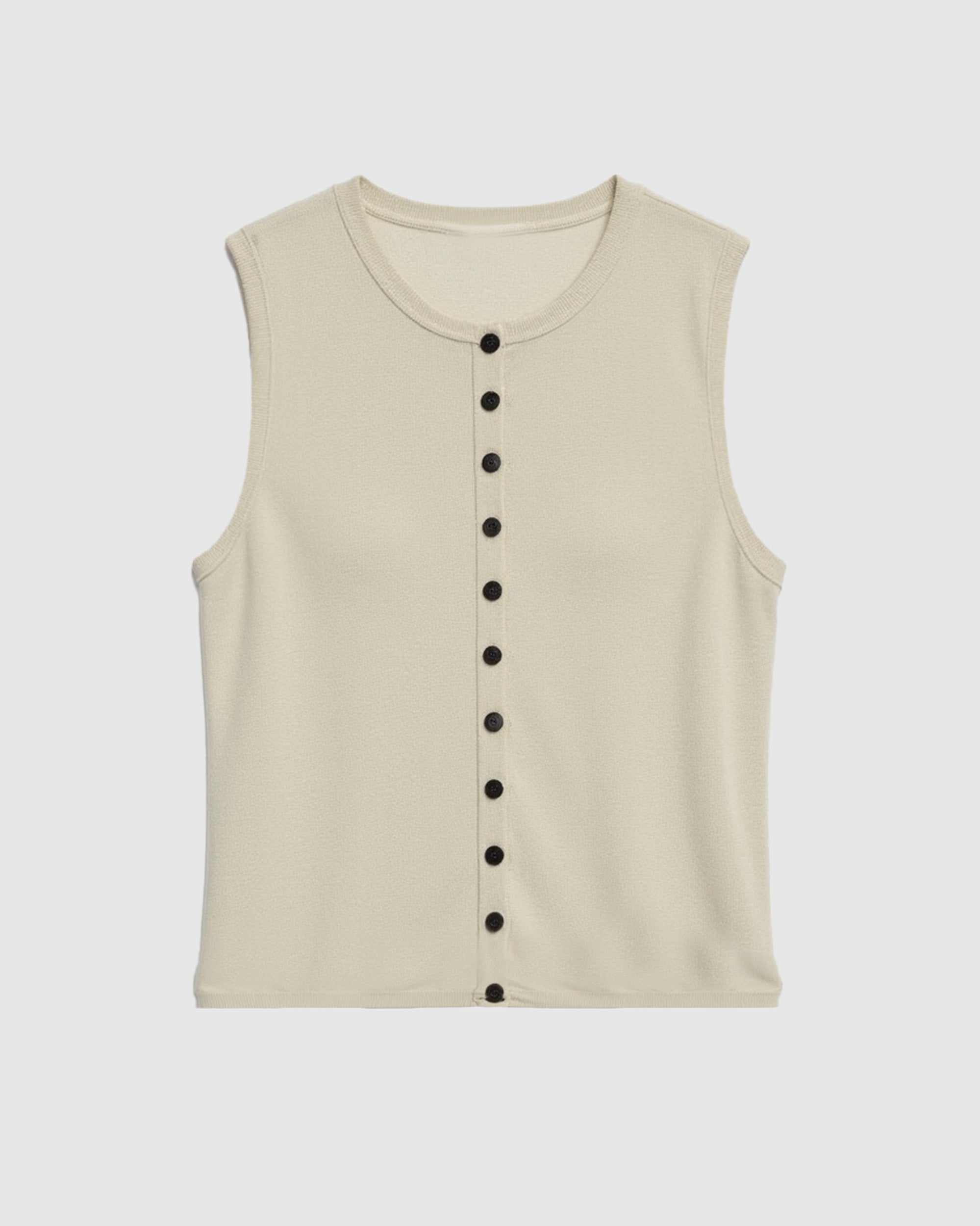 L’Appartement COTTON WOOL KNIT VEST Elith Cotton-Linen Button Knit Vest