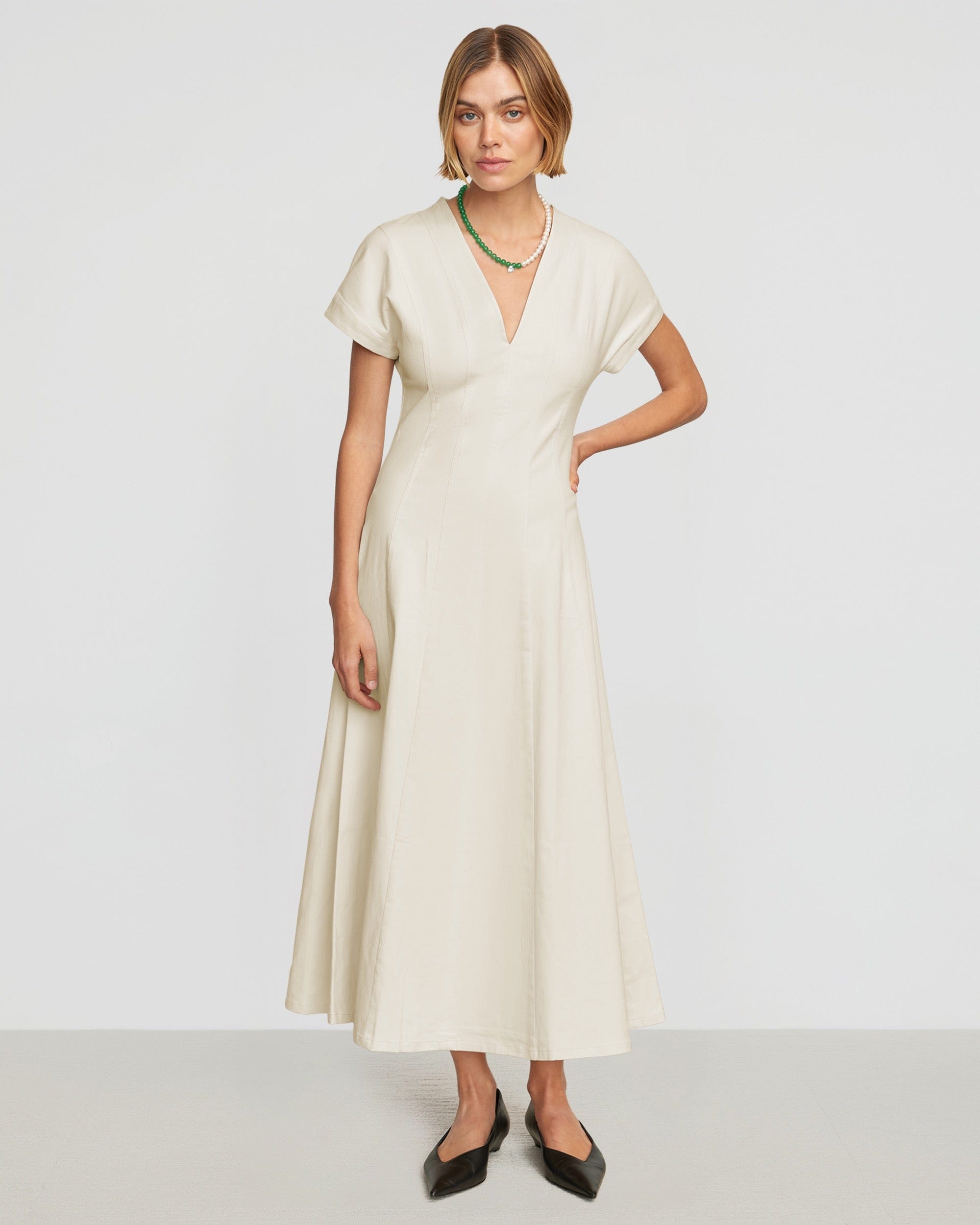 Ember Cotton Twill A Line Dress Women s Dresses Cream Xs Modern Citizen