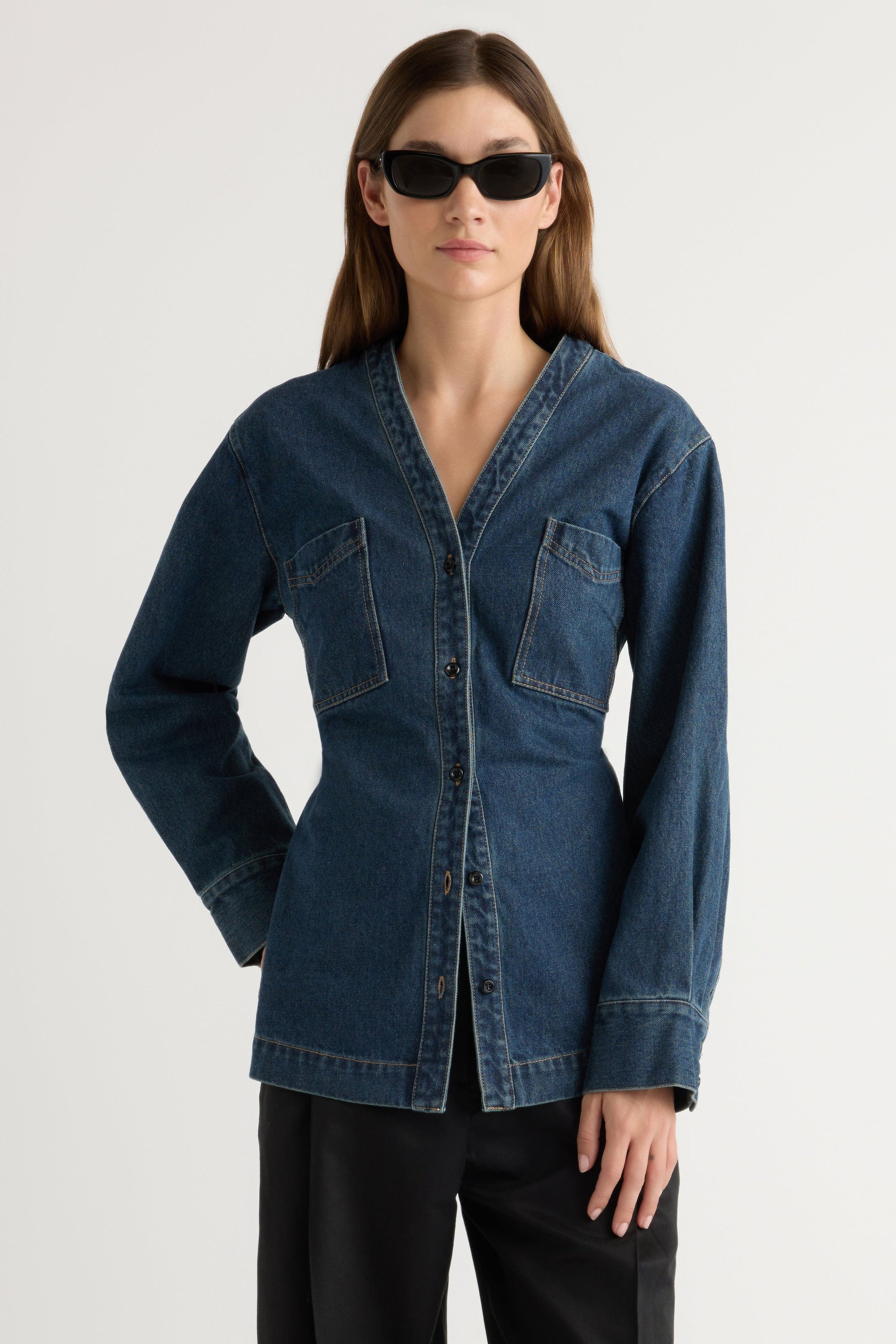 Emmett Structured-Sleeve Denim Jacket