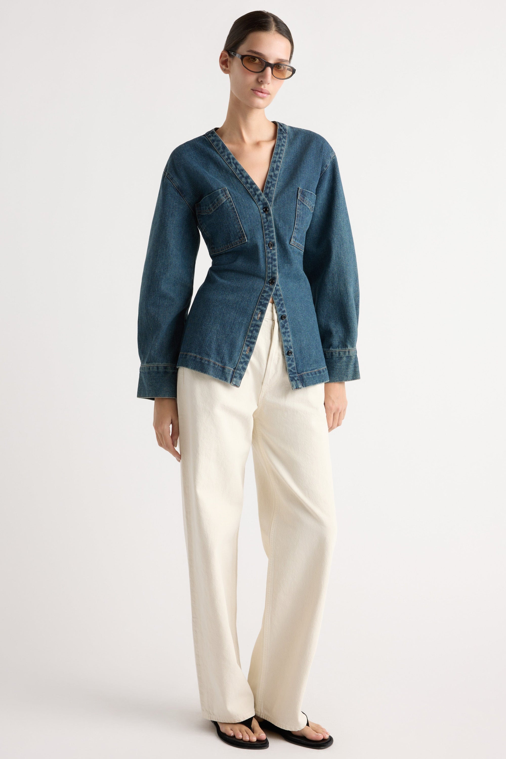Modern Citizen Women's Emmett Structured-Sleeve Denim Jacket - Black