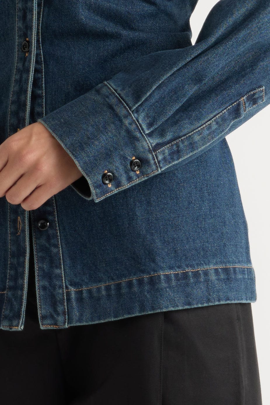 Emmett Structured-Sleeve Denim Jacket