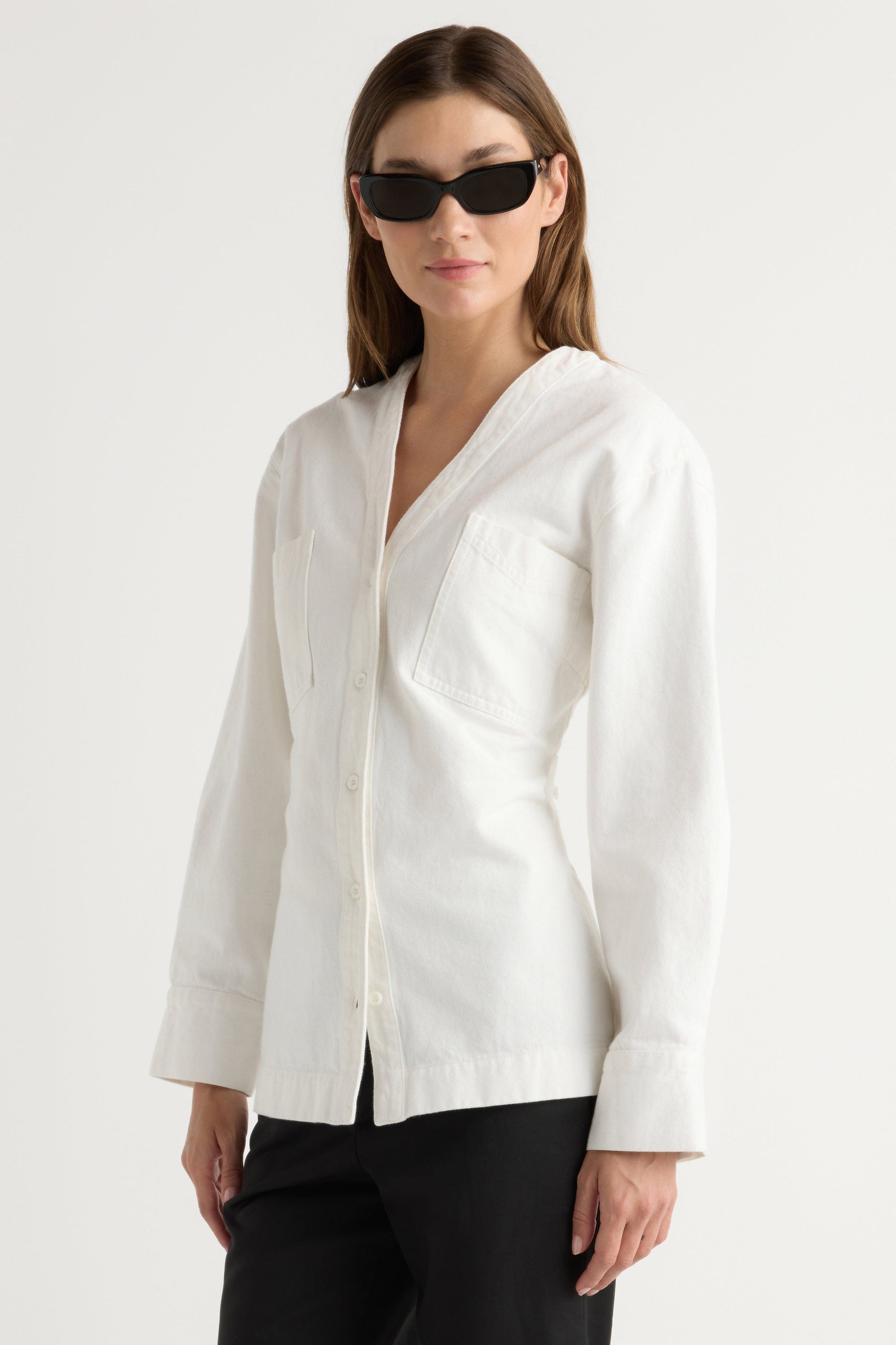 Emmett Structured-Sleeve Denim Jacket