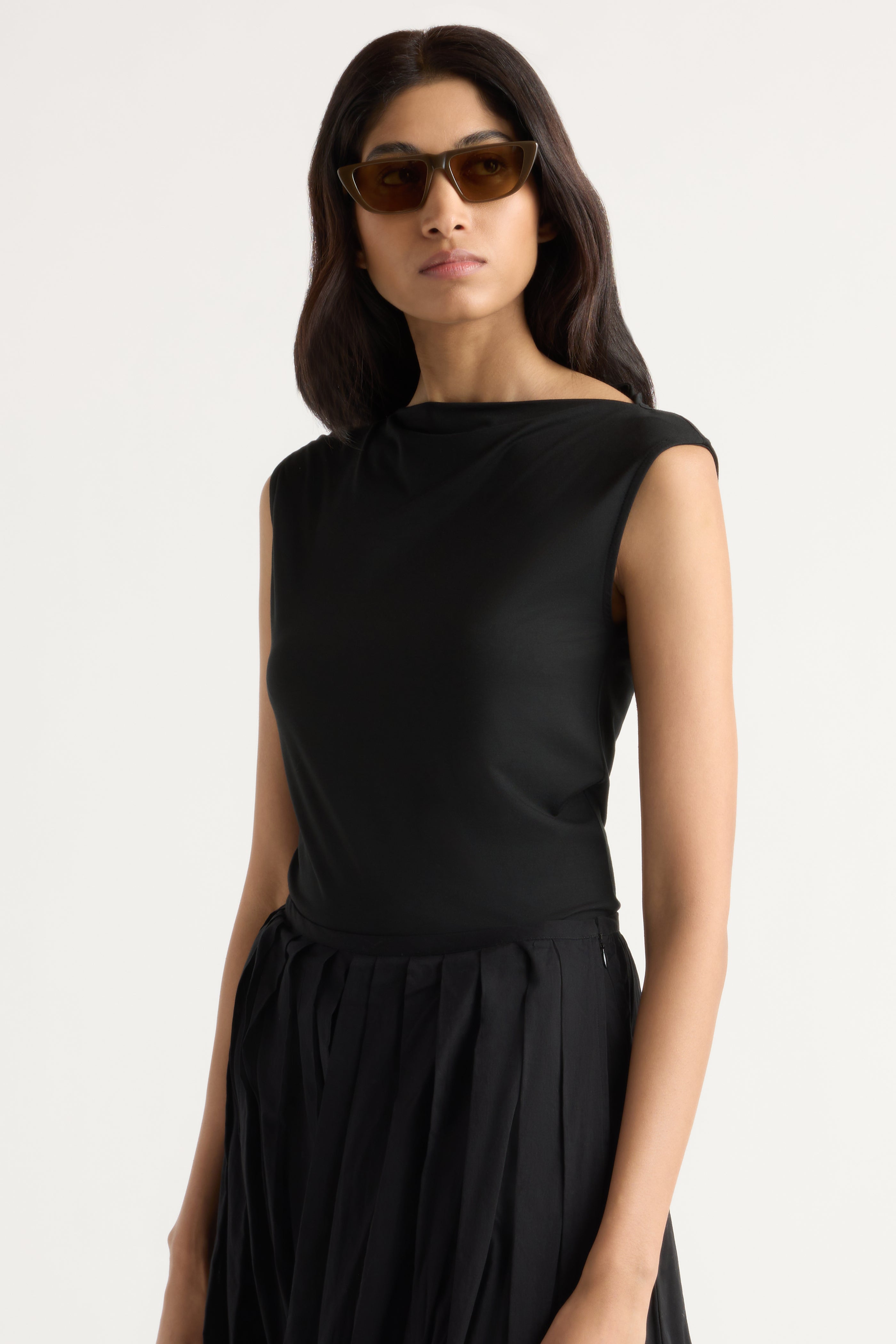 Esme Sleeveless Slit-Neck Tank