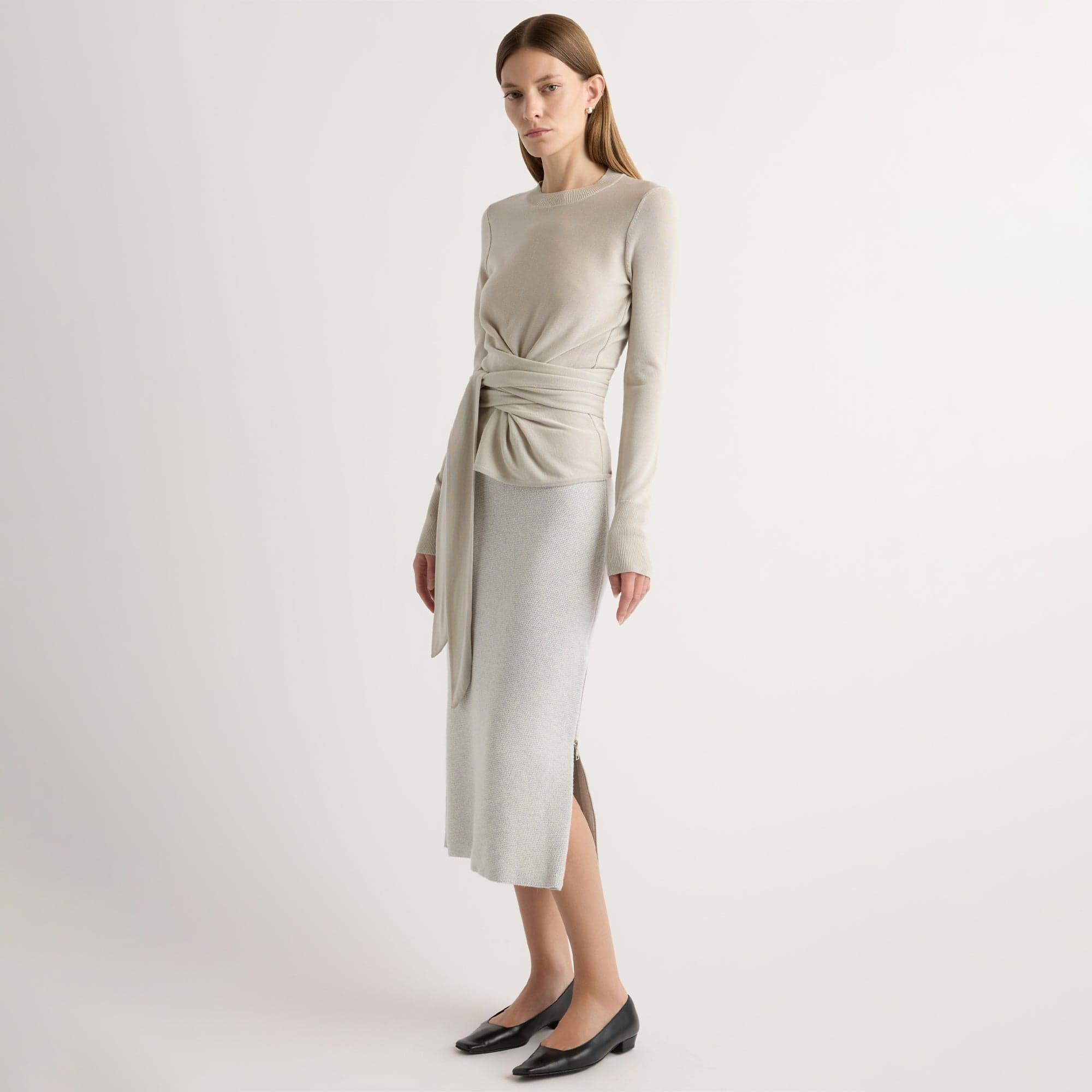 Esti Side-Zip Organic Cotton-Wool Skirt