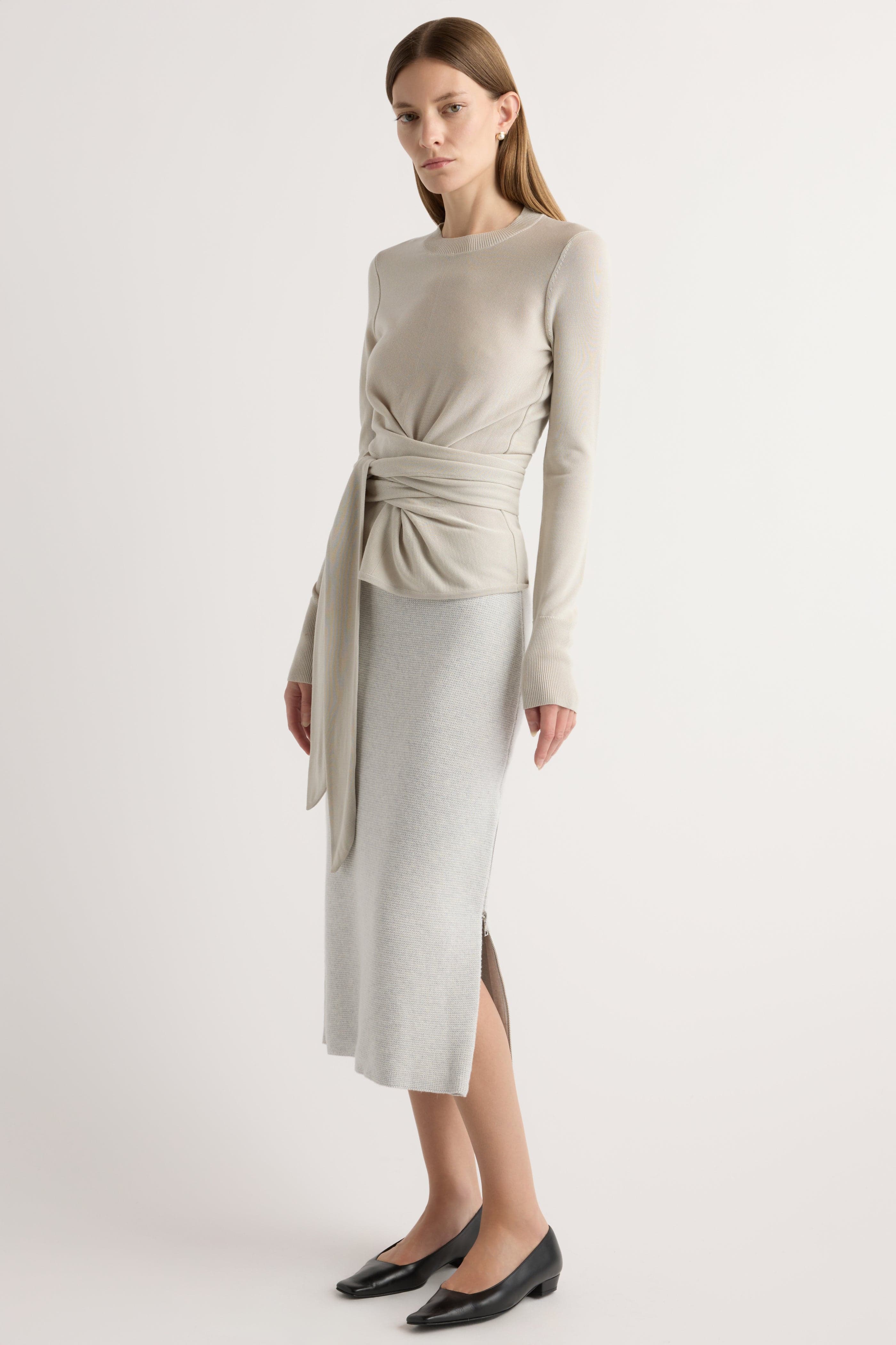 Esti Side-Zip Organic Cotton-Wool Skirt