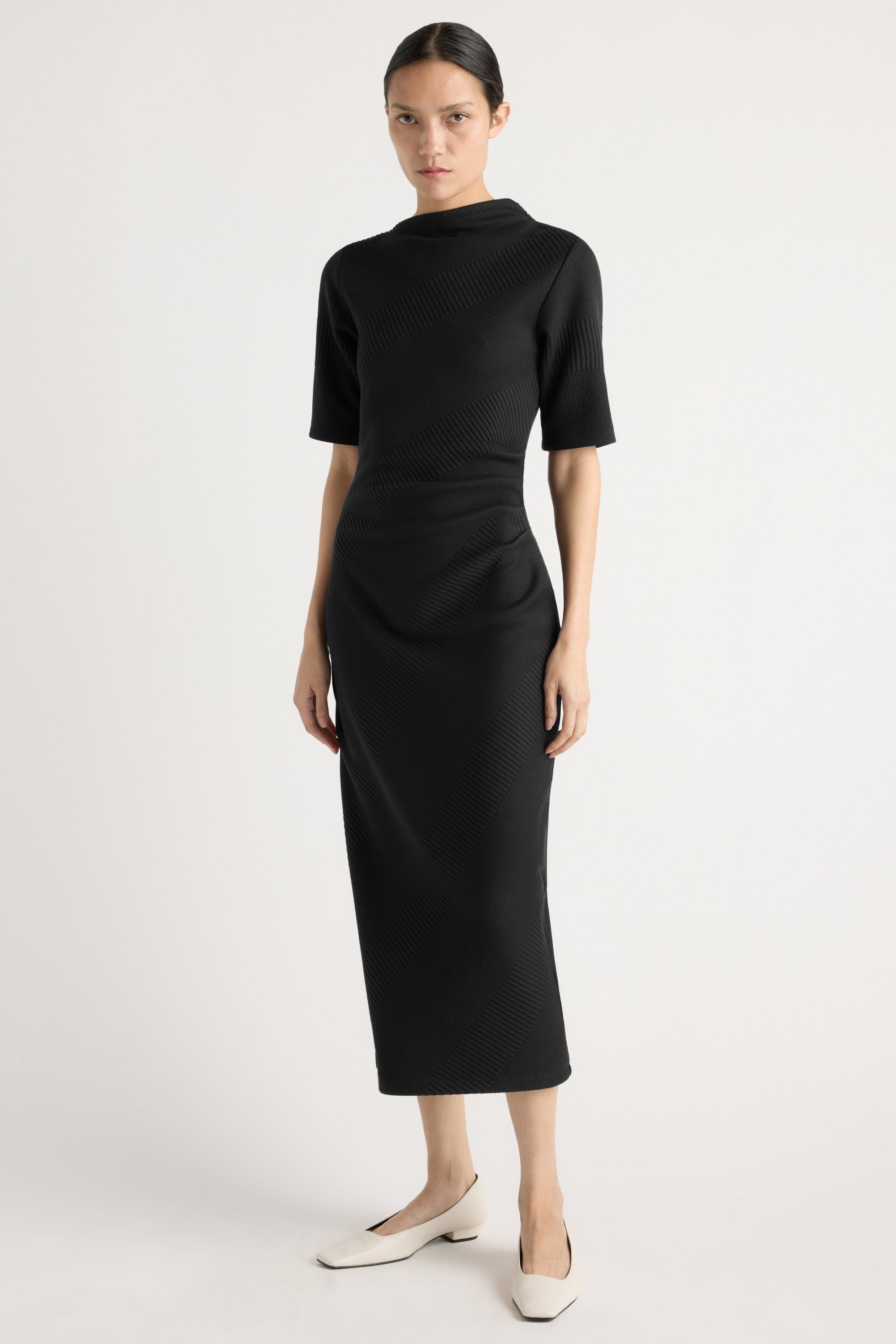 green emerald velvet dress Evie Ribbed-knit Jersey Dress Black / Regular / XL