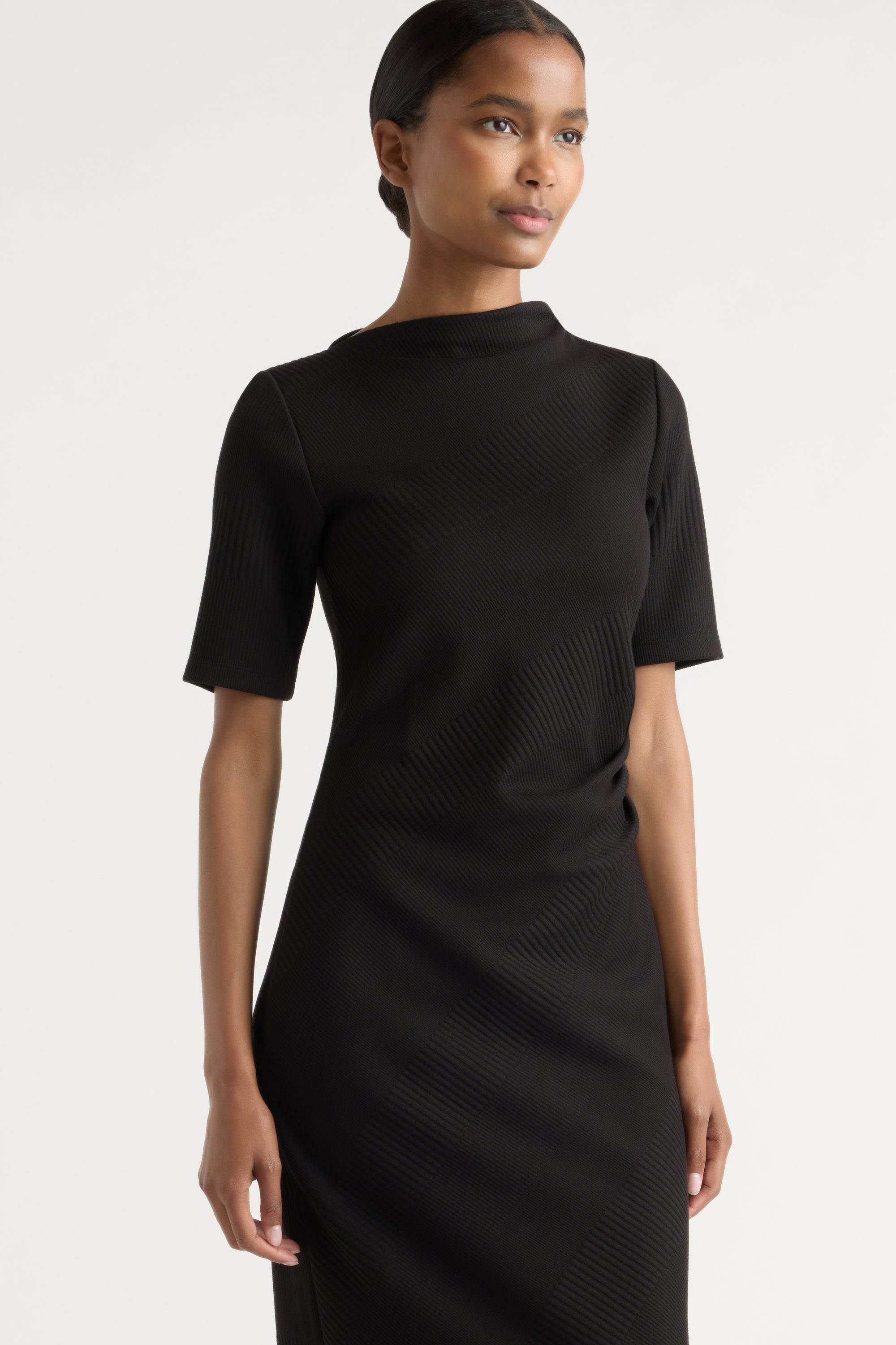 black jersey dresses Evie Ribbed-Knit Jersey Dress Black / Regular / XL