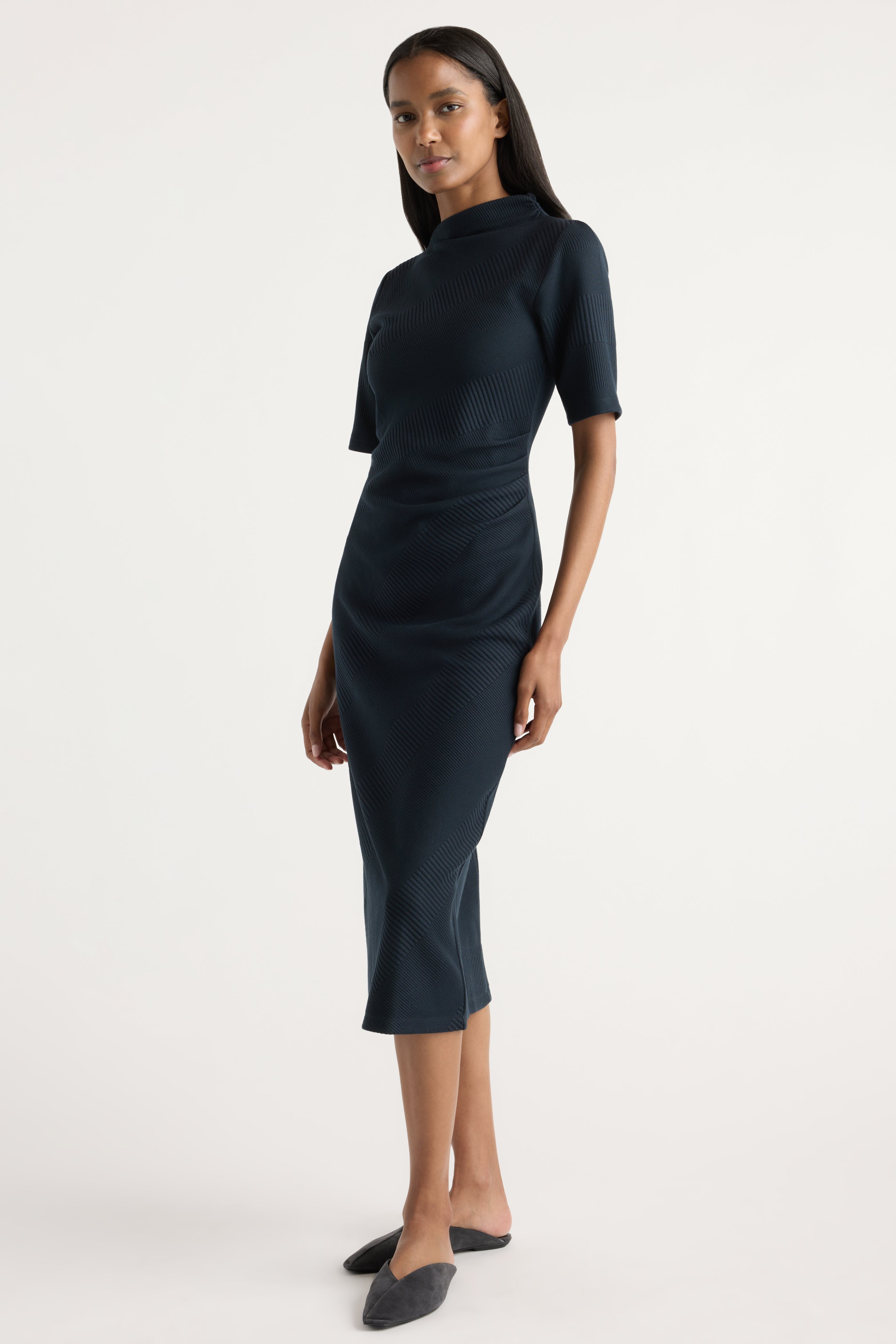 Evie Ribbed-Knit Jersey Dress