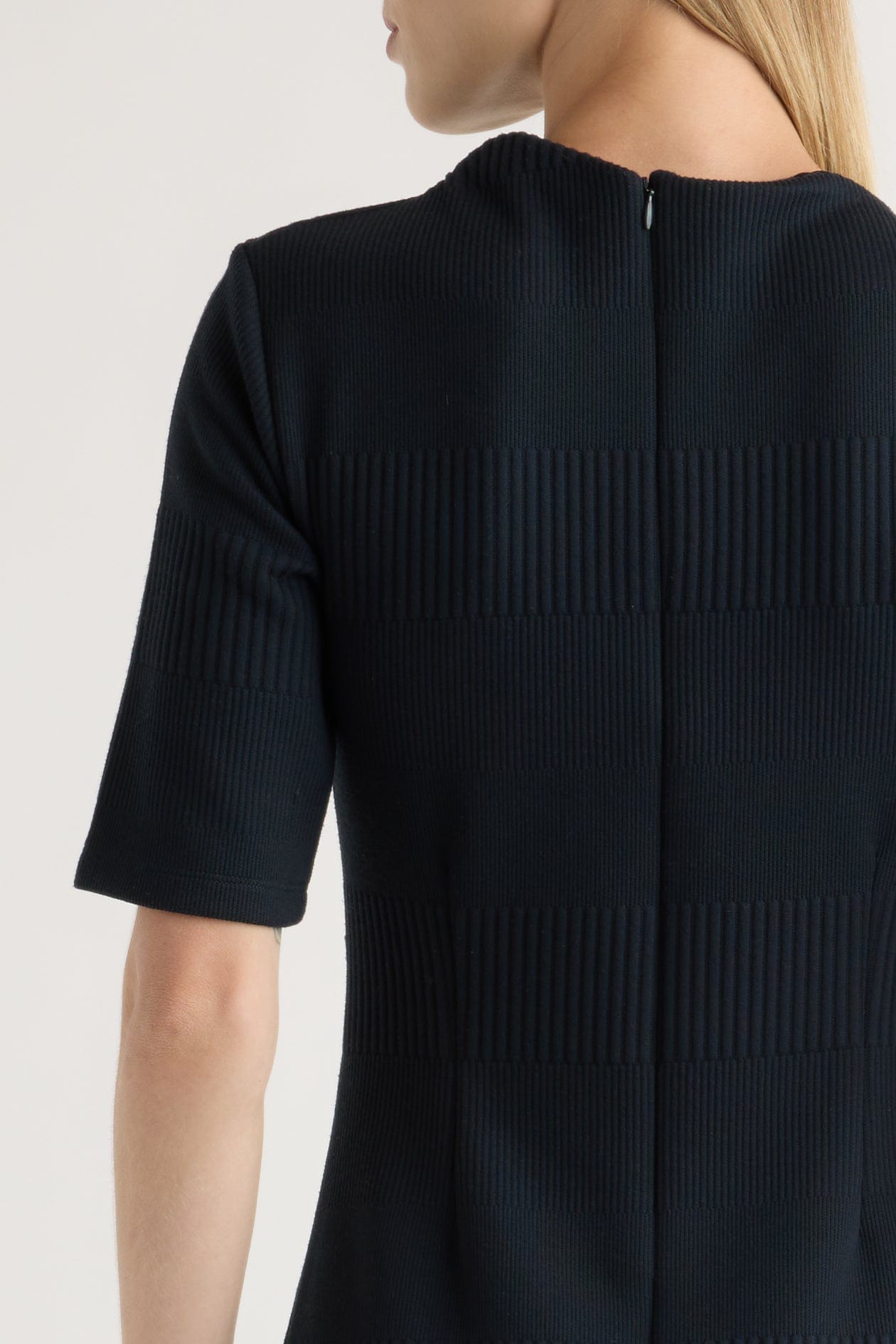 Evie Ribbed-Knit Jersey Dress Navy / Regular / 1X