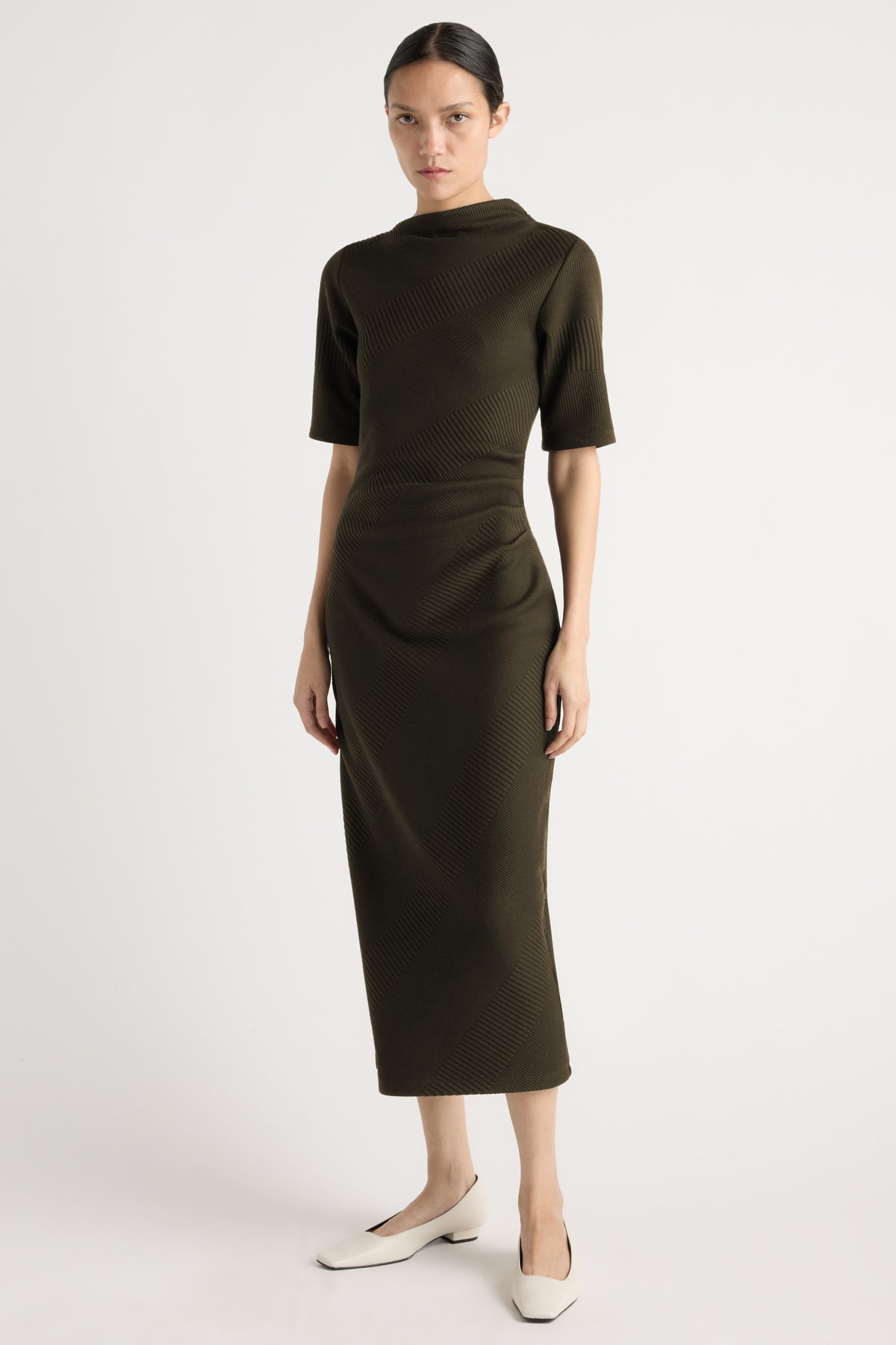 modern citizen evie dress Ribbed-Knit Jersey Olive / Regular / S All fabric is hand RQ1:350 Choose Color:Coffee Top rated and gorgeous