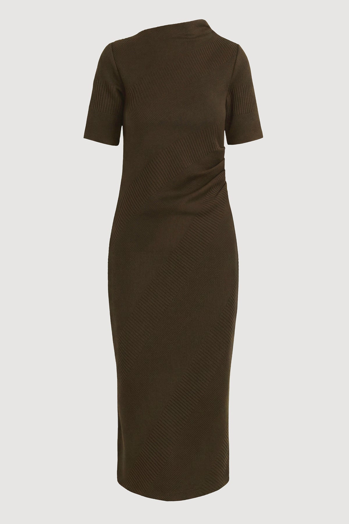 olive green ribbed dress Evie Ribbed-Knit Jersey (Petite) / Petite / S stretchy fabric allows room Size:4 (AU) Gold Prom Shoes | Mandie Embroidered Midi Dress