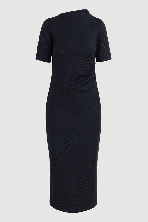 rib knit dress petite Evie Ribbed-Knit Jersey Dress (Petite) Navy / Petite / S