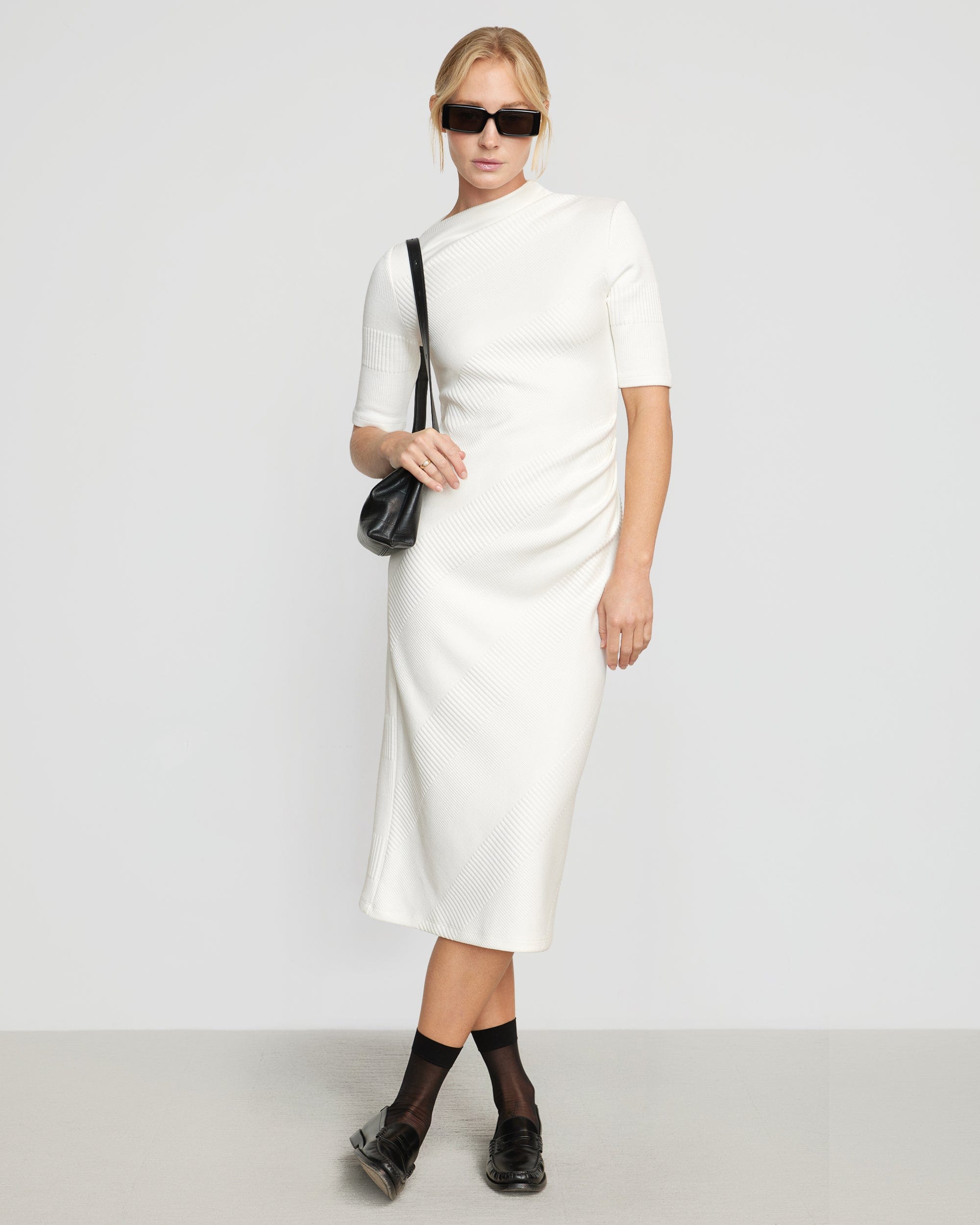 Antonia Knit Dress in Velevty White – SJ COLLECTION