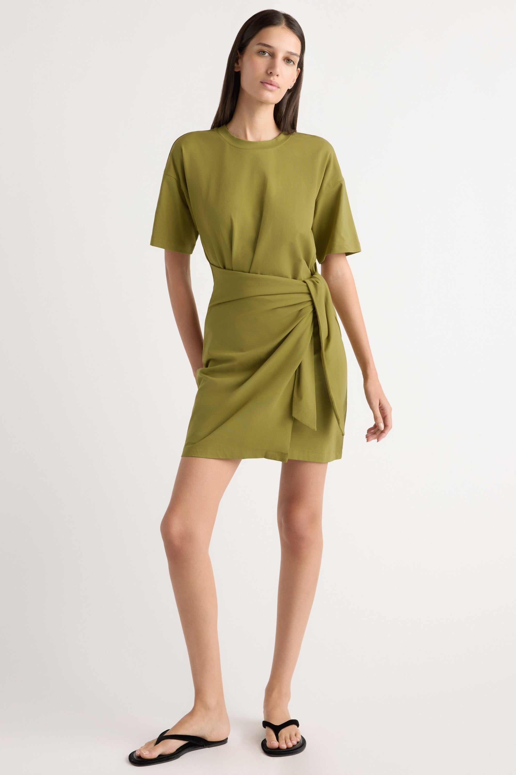 green short sleeve wrap dress Green Wrap Over Frill Hem Short Sleeve Midi Dress AX Paris