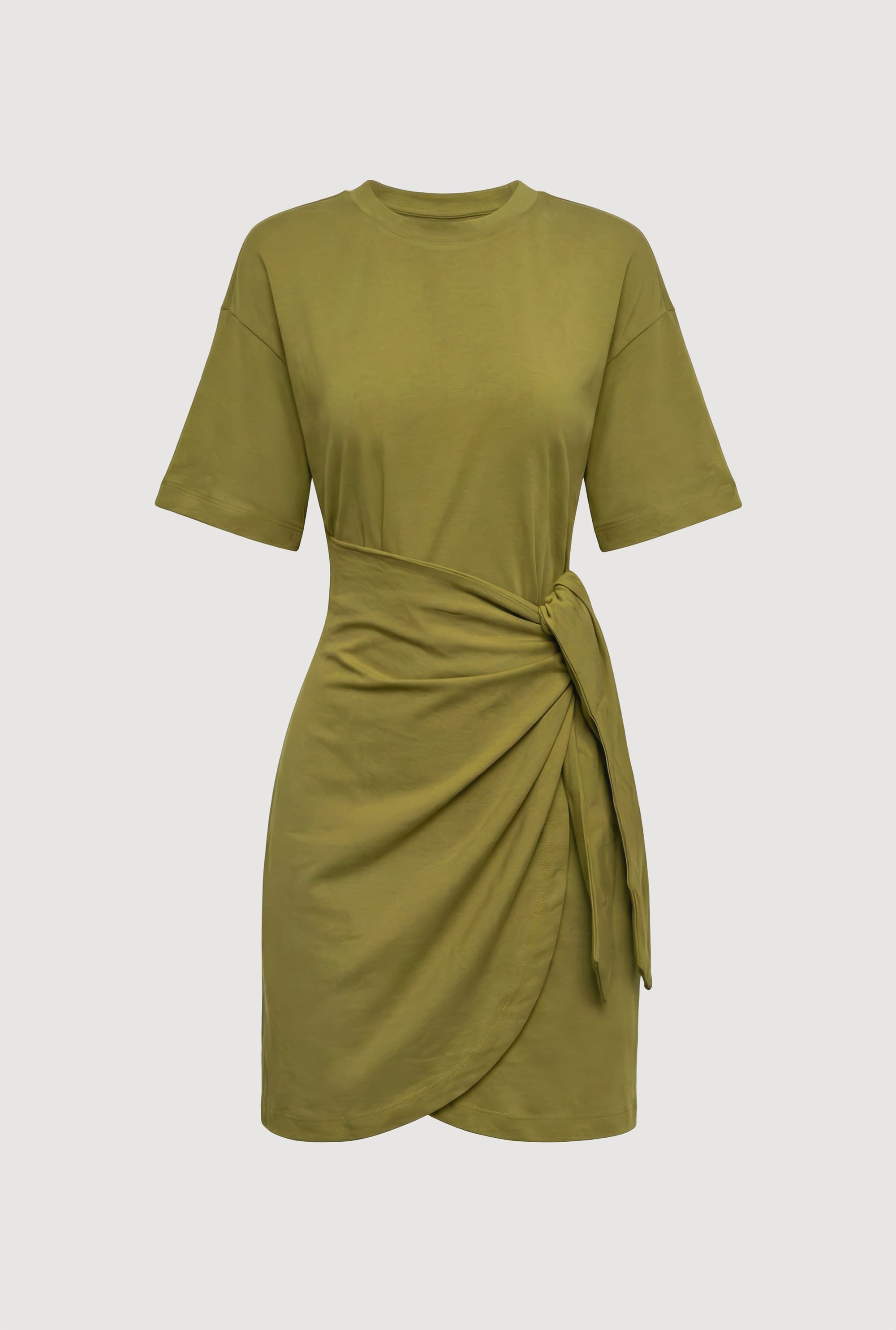 green wrap shirt dress Olive Satin Tie Waist Wrap Shirt Mini Dress 10