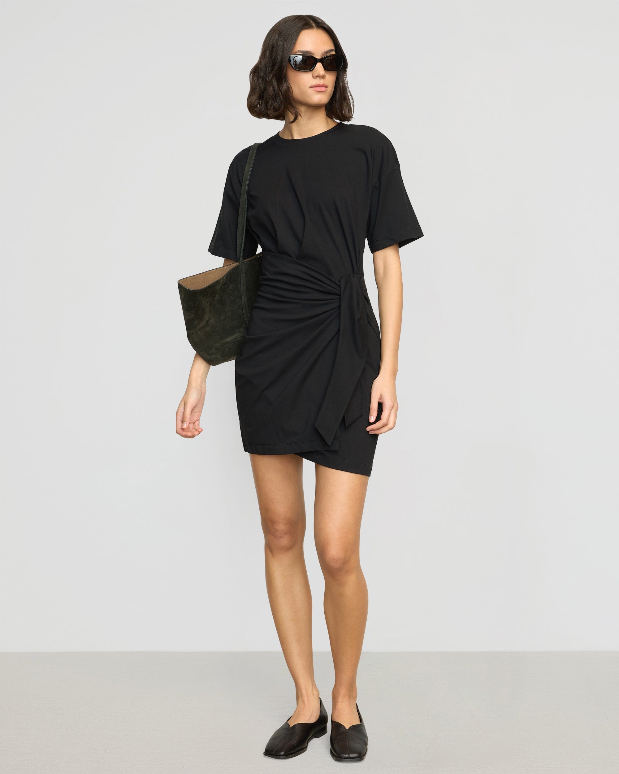 Wrap Black Mini T Shirt Dress In The Style Plus Exclusive Wrap Tie