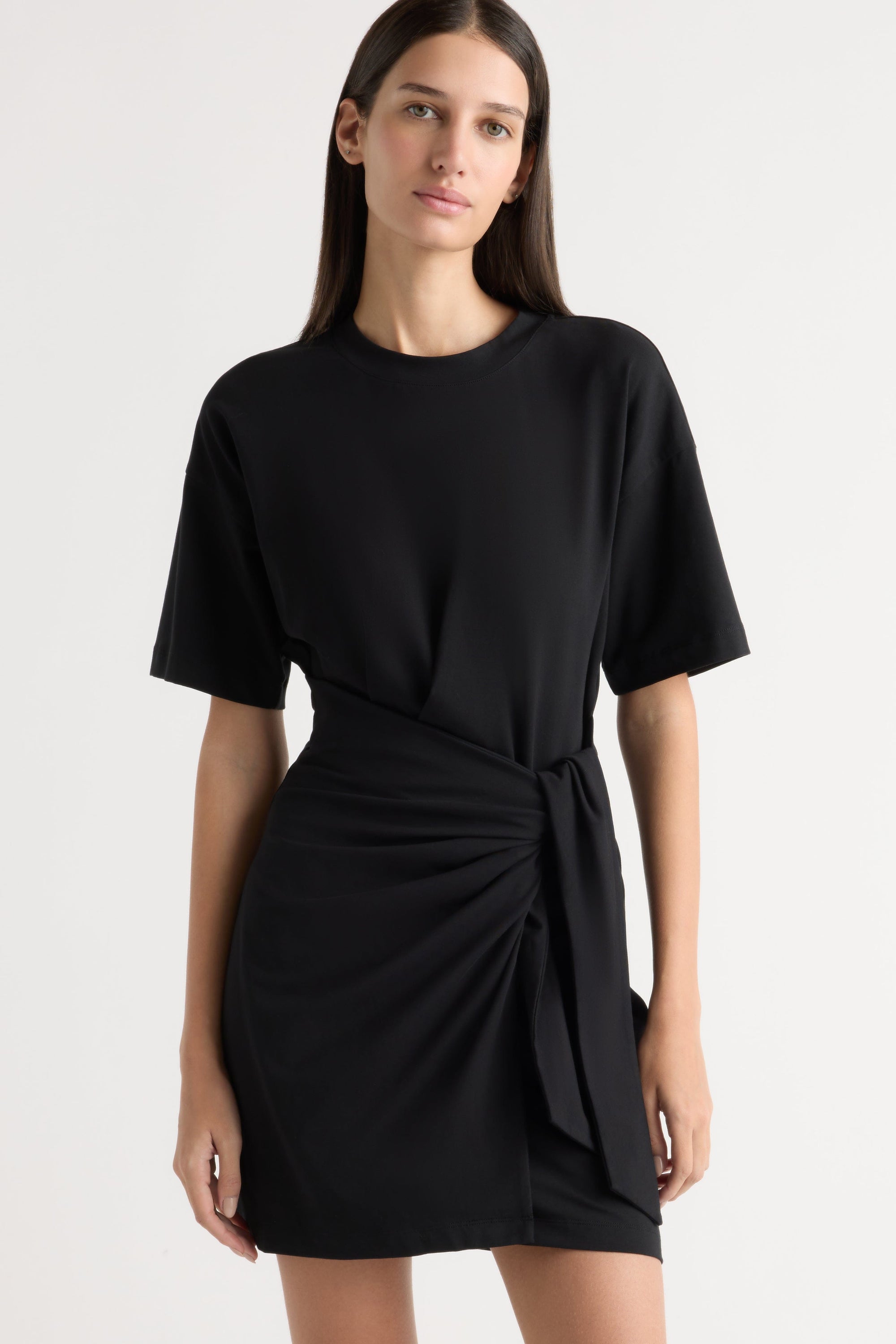 Fallon Organic Cotton T-Shirt Wrap Dress Black / S Fallon Organic Cotton T-Shirt Wrap Dress Black / S