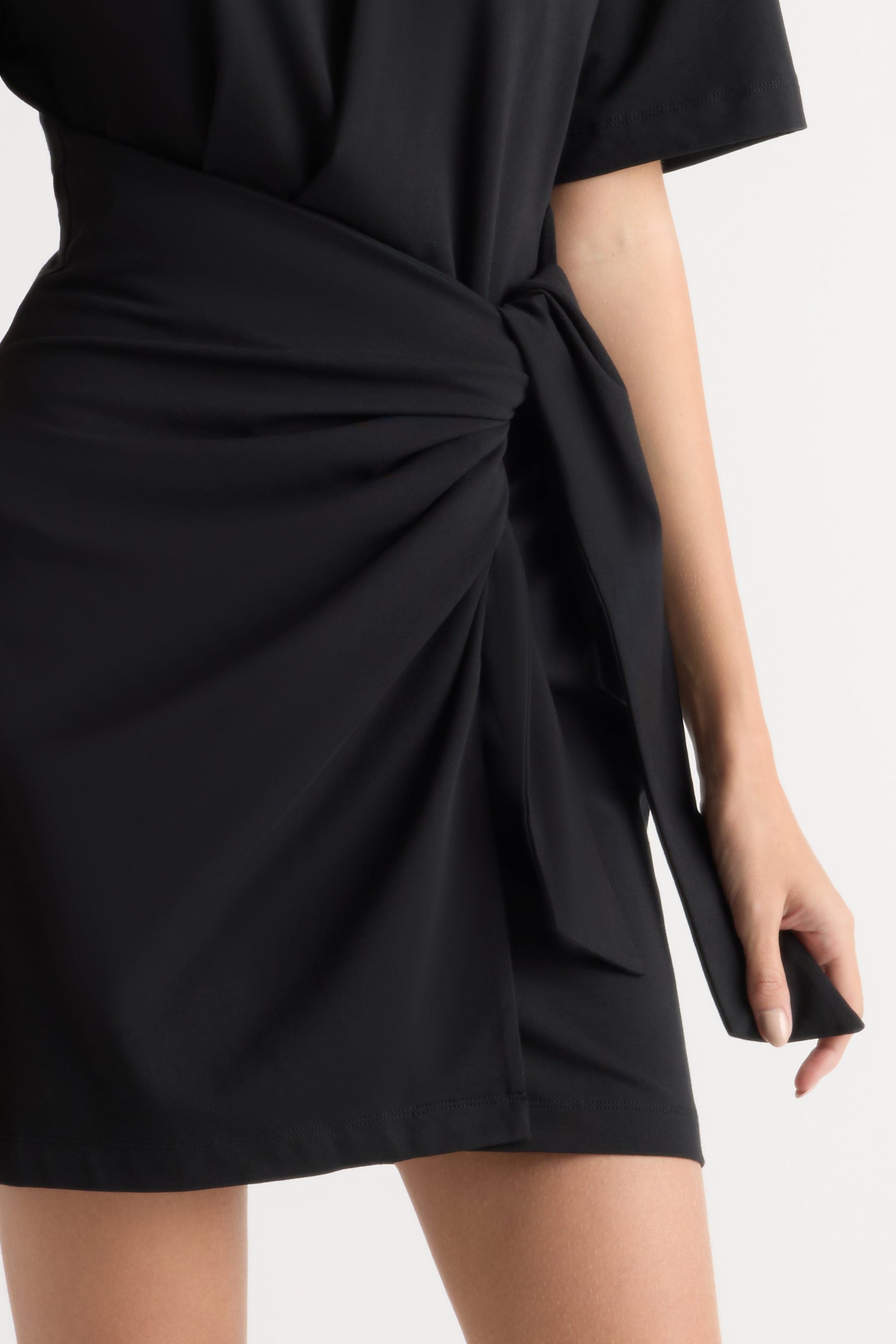 Fallon Organic Cotton T-Shirt Wrap Dress Black / S