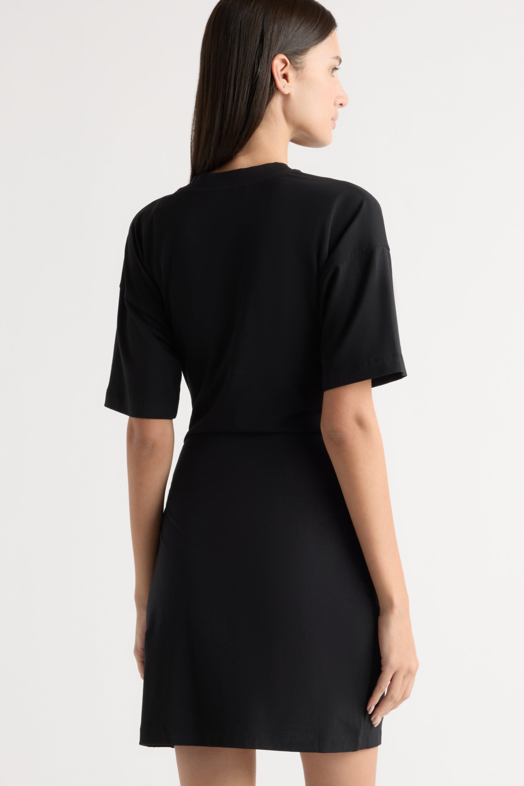 modern citizen wrap dress Fallon Organic Cotton T-Shirt Wrap Dress Black / XS