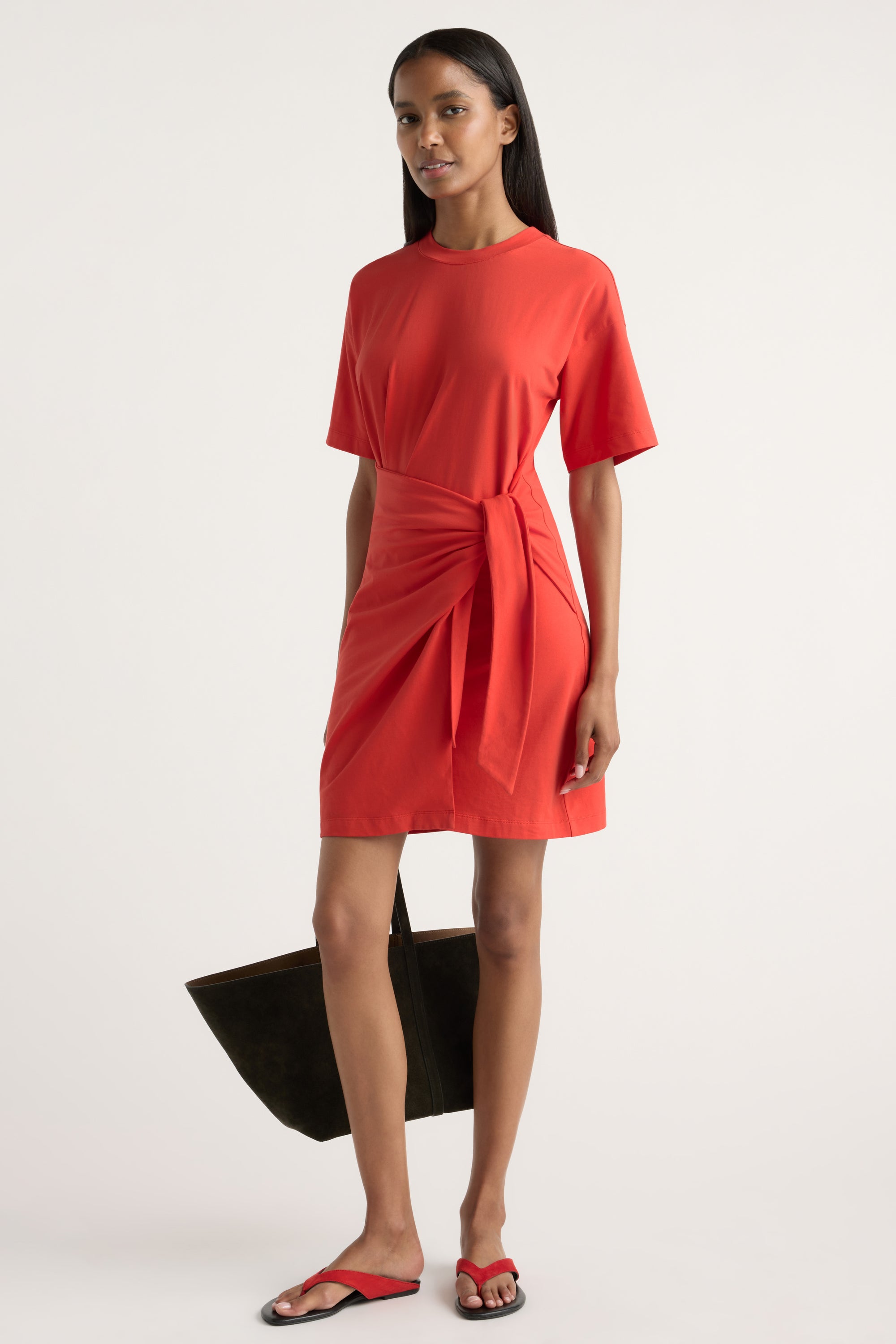 coral cotton dress Anna Cate Hampton Midi Coral Dress