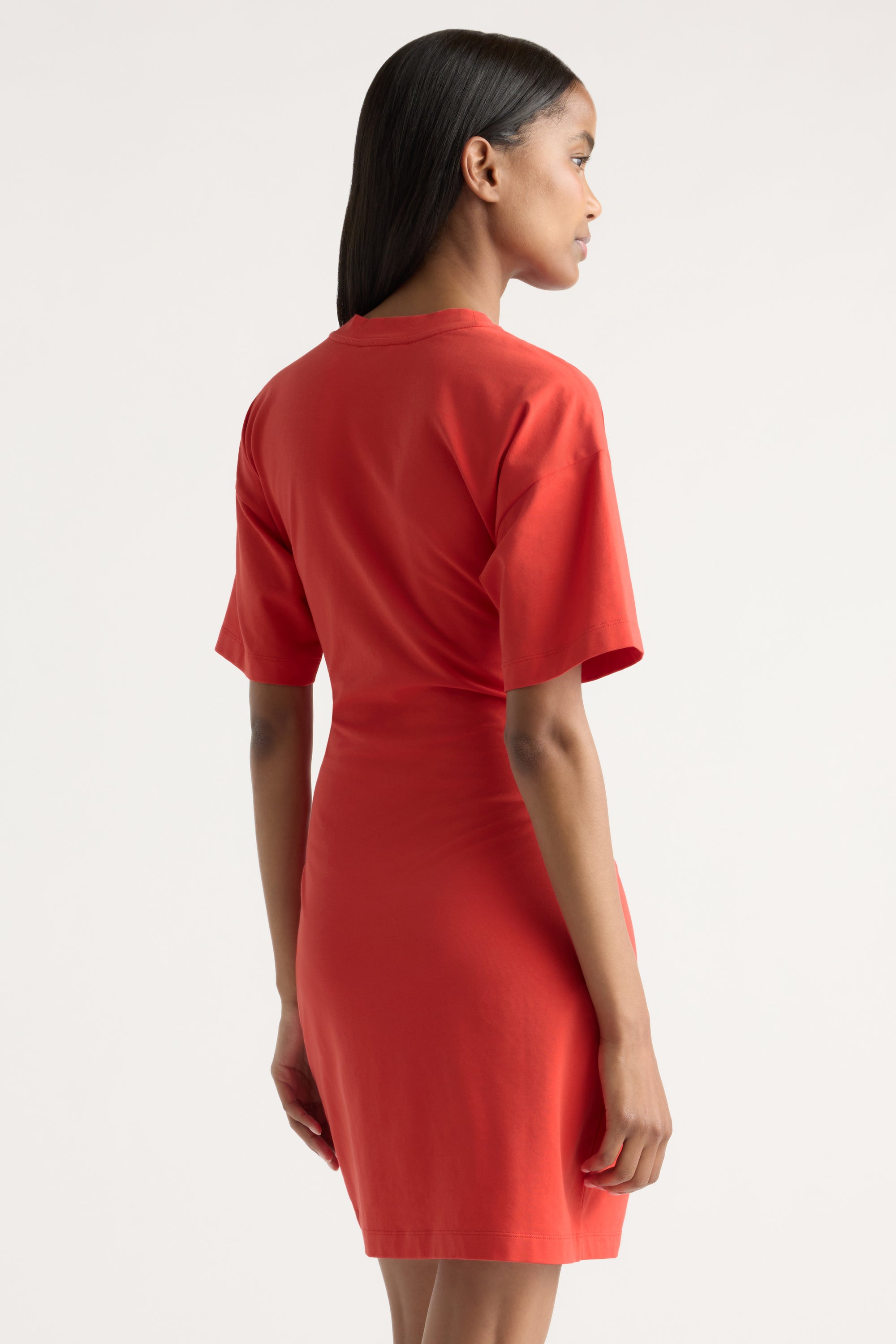 shirt dress coral Naha Coral  Silk Mini Shirt Dress