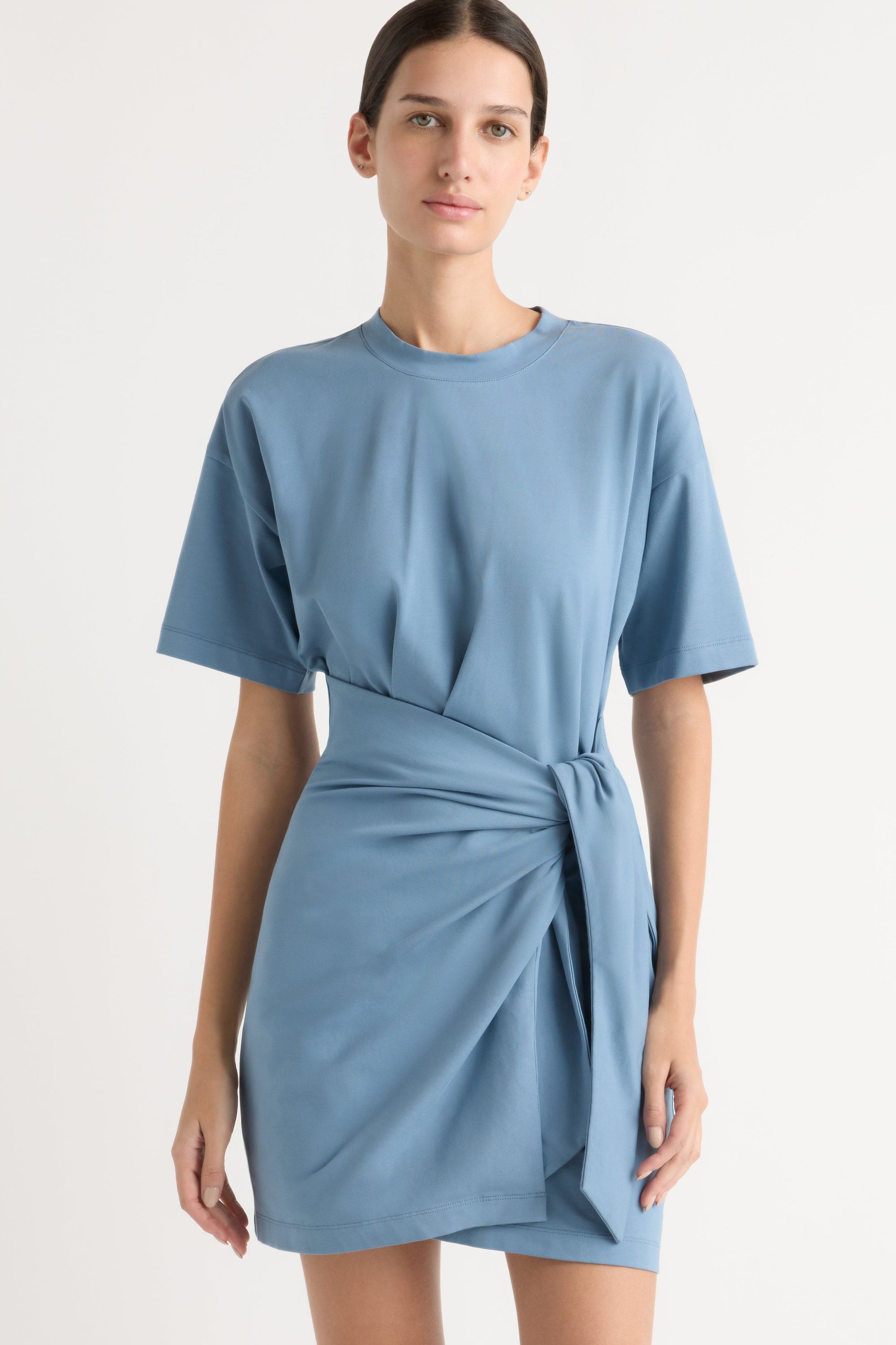 Fallon Organic Cotton T-Shirt Wrap Dress Dusty Blue / XL