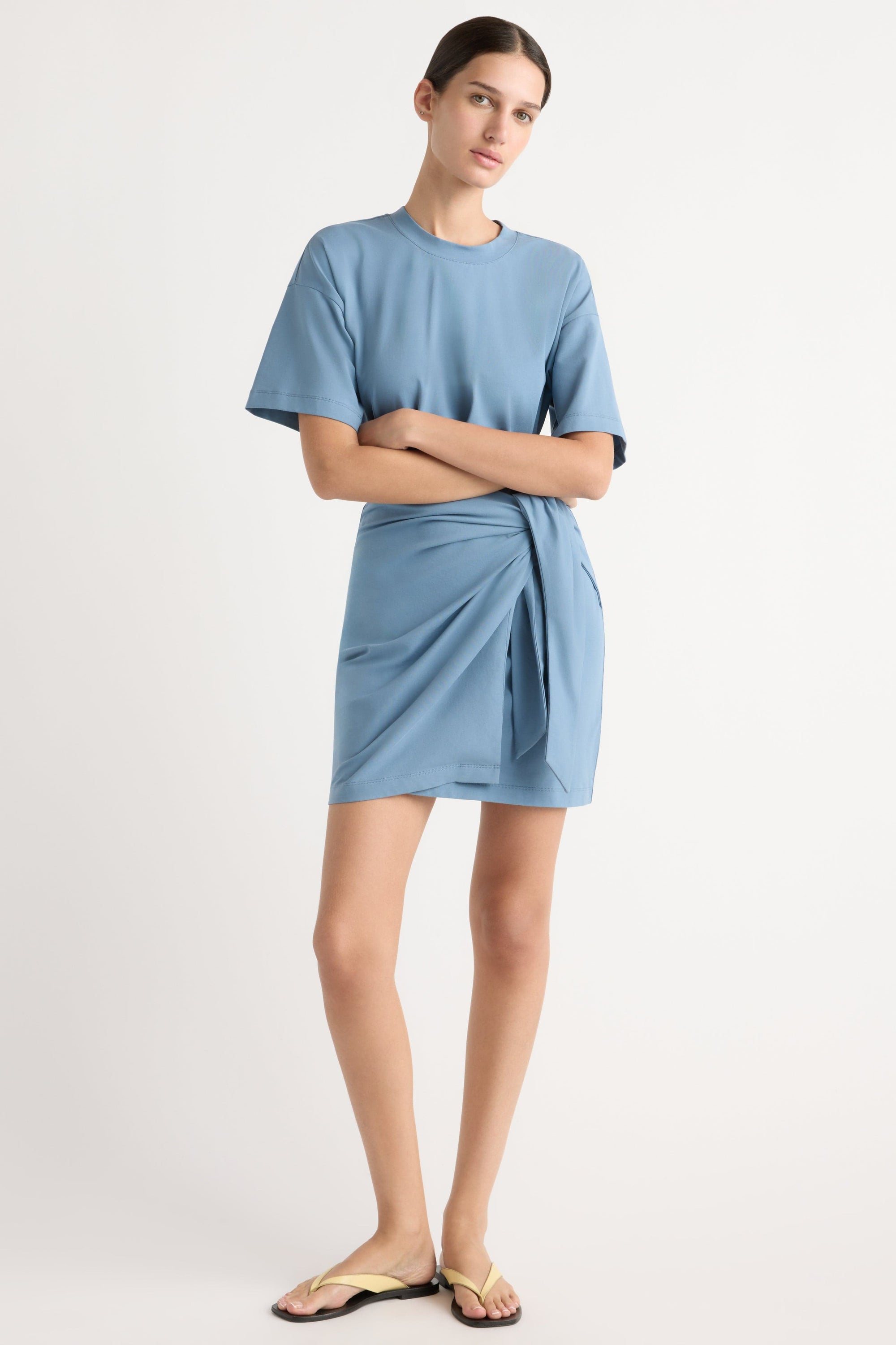 Fallon Organic Cotton T-Shirt Wrap Dress Dusty Blue / XL Fallon Organic Cotton T-Shirt Wrap Dress Dusty Blue / XL