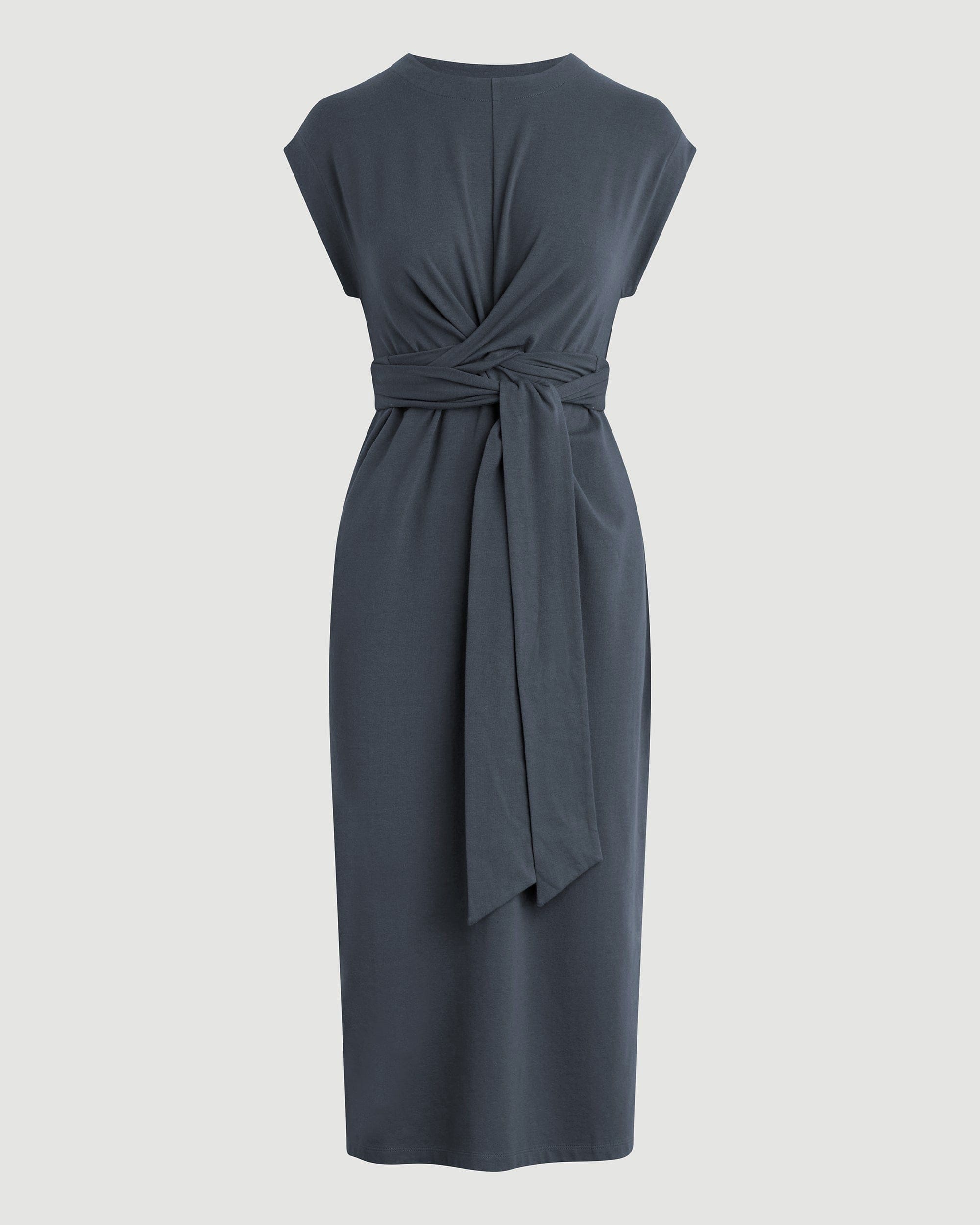 modern citizen fei dress Fei Tie-Front Organic Cotton Dress Dusty Blue / Regular / XS