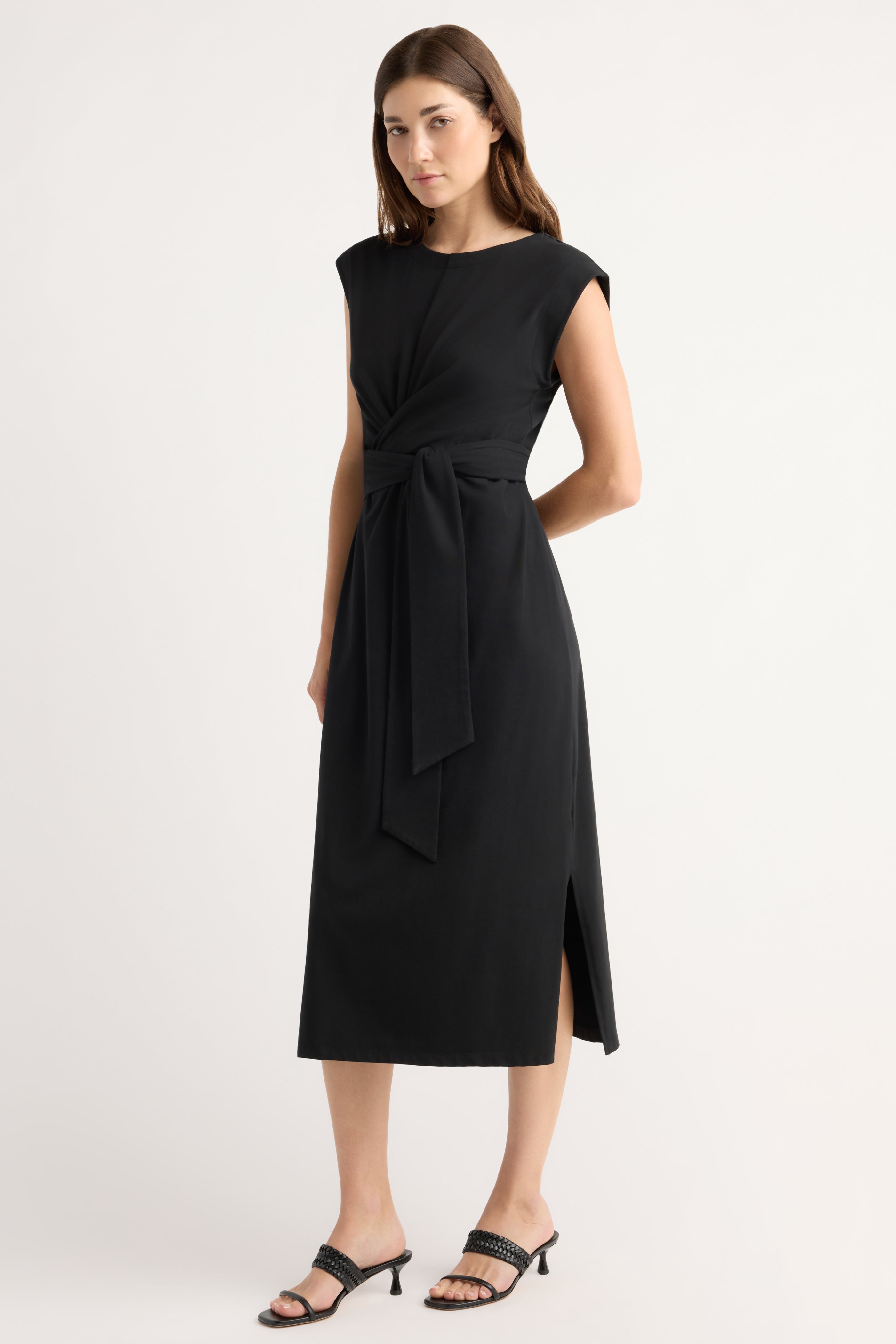 Modern Citizen Fei Tie-Front Organic Cotton Dress in Black at Nordstrom, Size Medium