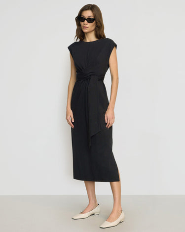 Renée | Fei Tie-Front Organic Cotton Midi Dress in Size Small 