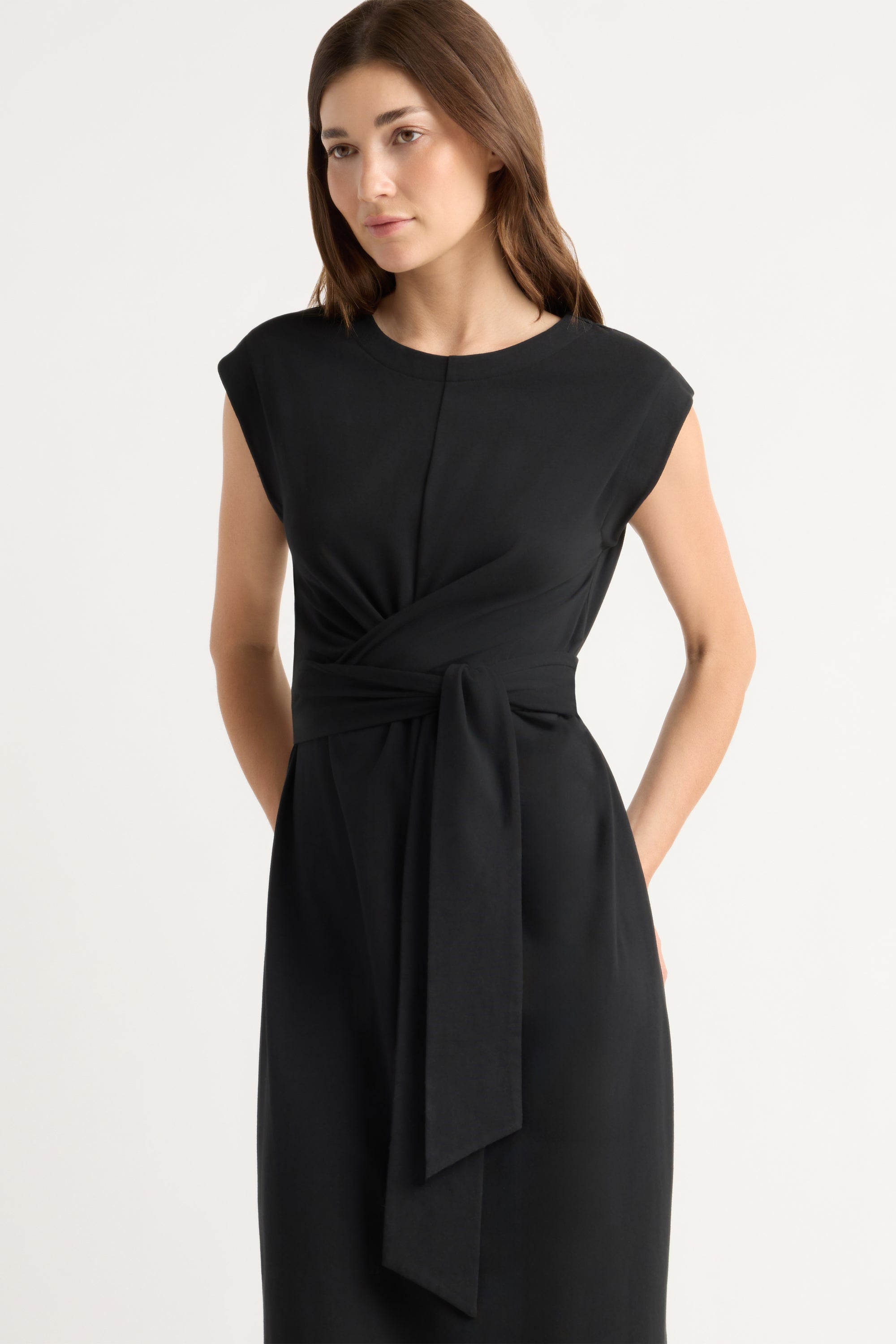 tie front midi shirt dress White Tie-Front Dress - Shirt Dress - White Midi Dress